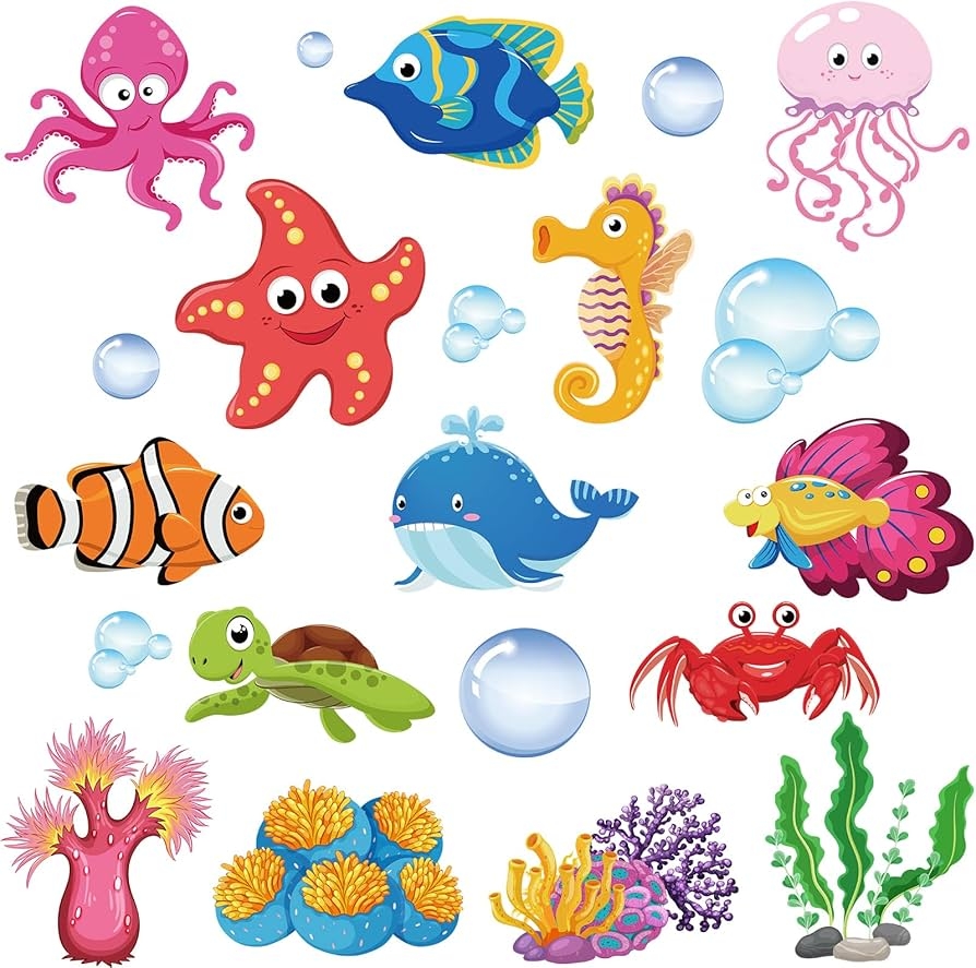 Amazon Pajean 48 Pcs Sea Life Cut Outs Tropical Fish Cutouts Sea Animal Cut Outs Under The Sea Cut Outs Ocean Accents Cutout With 60 Glue Point For Bulletin Board School Classroom