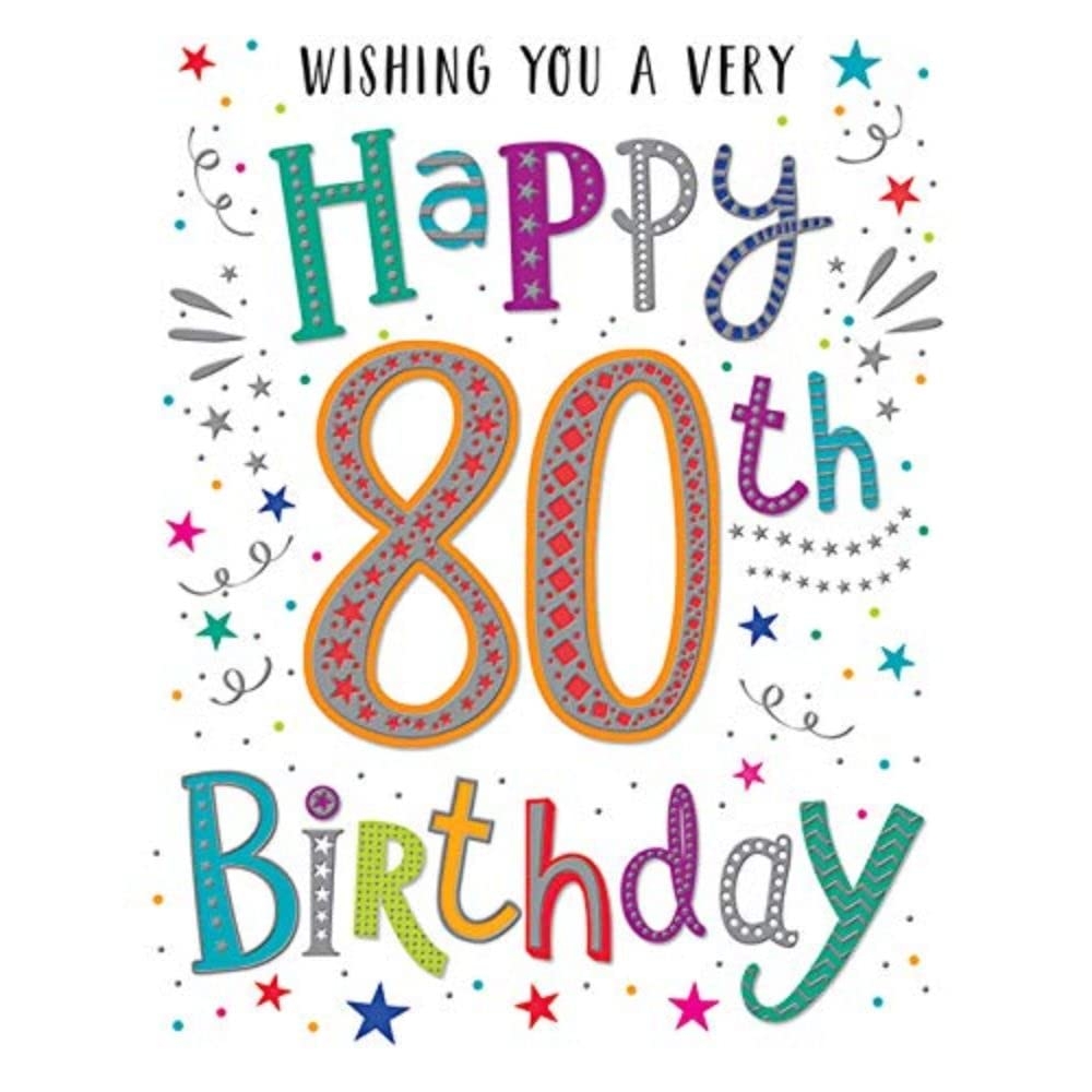 Amazon Regal Publishing Modern Milestone Age Happy Birthday Card 80th Orange Grey Pink Green 8 X 6 Inches Office Products