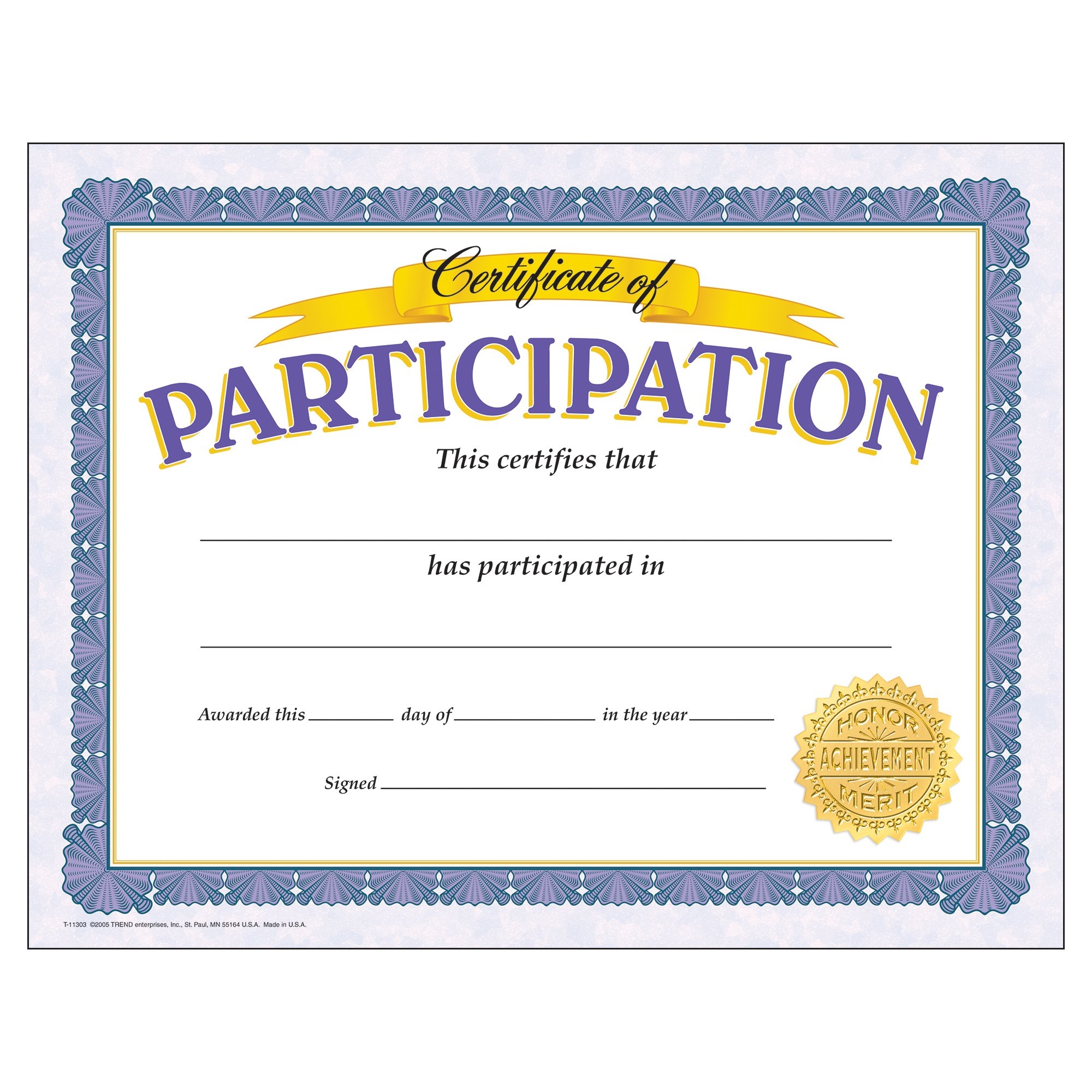 Amazon Trend Certificate Of Participation Classic Certificates 8 1 2 X 11 30 Count Blank Certificates Office Products