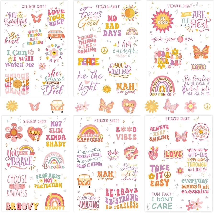 Amazon Whaline 30 Sheet Boho Scrapbook Stickers Inspirational Motivational Junk Journal Decals Memories Decorative Aesthetic Decals For Family Album Scrapbook Embellishment Art Project Boho Theme 