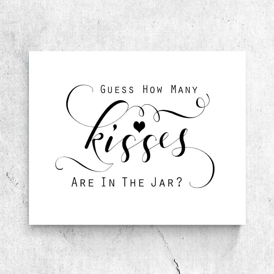 Amazon ZLKAPT Guess How Many Kisses Are In The Jar Sign Cards Bridal Shower Games Activities Guess How Many Shower Game Mason Jar Sign Print Wall Art 8x10 Inches No Frame 