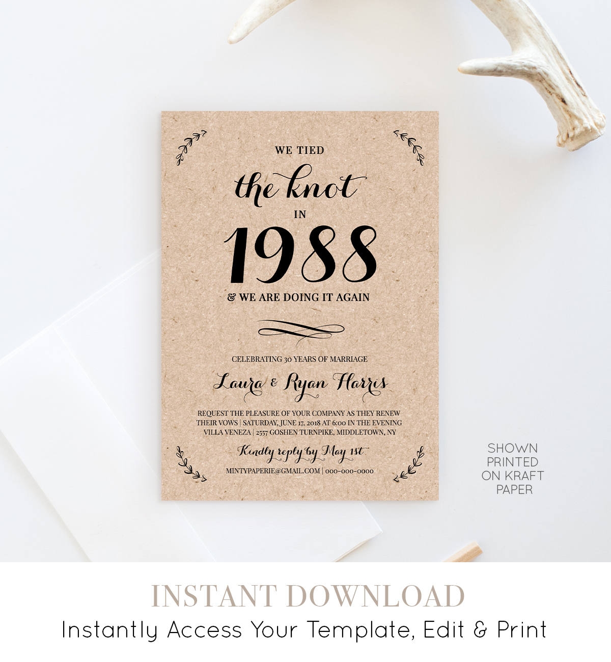 Anniversay Invitation Template Wedding Vow Renewal Invitation Printable Renew Vows Invite INSTANT DOWNLOAD 100 Editable NC 105VR