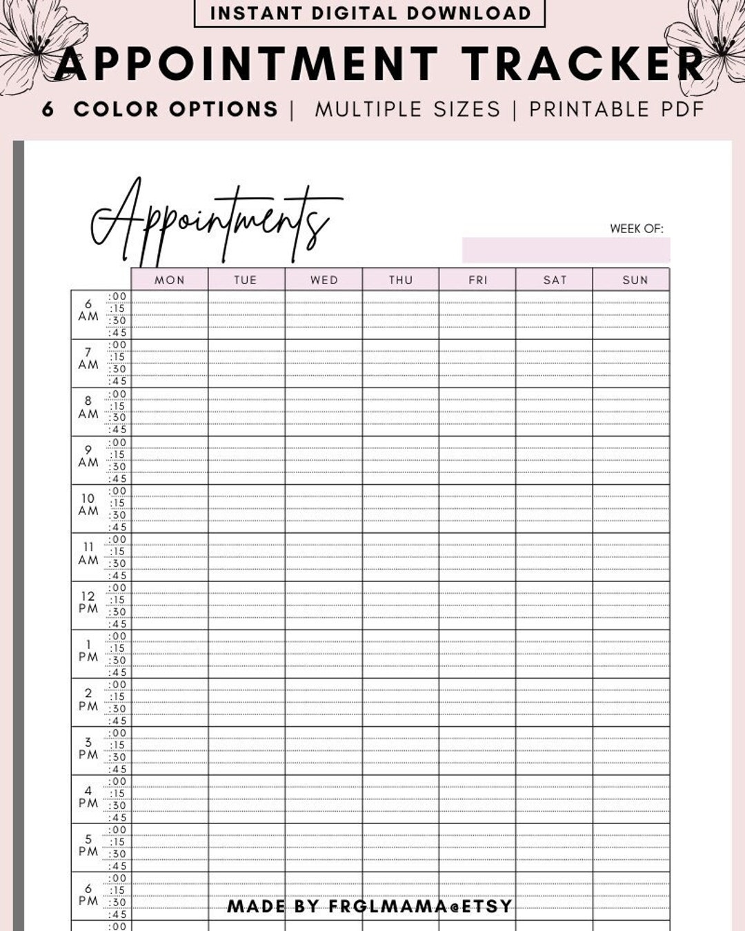 Appointment Tracker Printable 15 Minute Interval Appointment Planner Appointment Reminder Meeting Tracker A4 A5 LETTER PDF Etsy