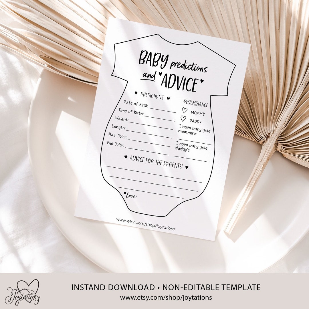 Baby Predictions And Advice Baby Shower Game Printable Instant Download Boy Girl Gender Neutral Unisex Advice For The Parents 3H Etsy
