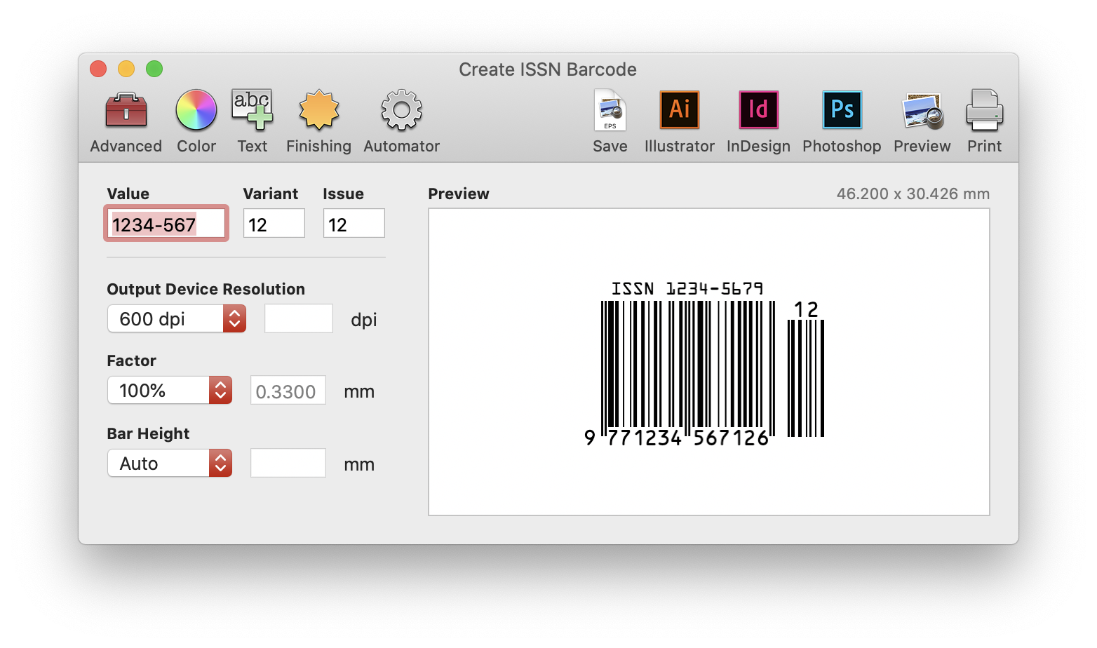 Barcode Producer ISSN Vector EPS Barcode Software For Mac PC