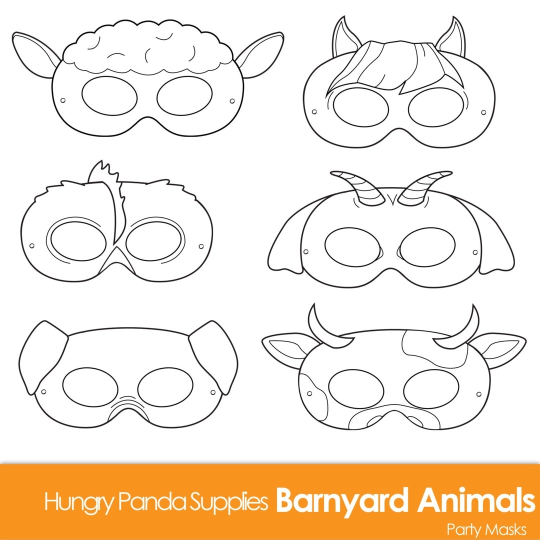 Barnyard Animals Printable Coloring Masks Farm Animal Mask Animal Costume Cow Mask Sheep Mask Goat Mask Pig Mask Horse Mask Etsy