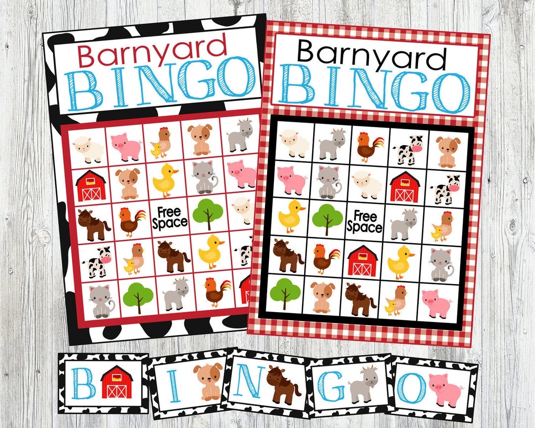 Barnyard Bingo Printable Farm Animal Bingo Game 12 Card Bingo Set Instant Digital Download Perfect For Farm Party Or Farm Lesson Plan Etsy