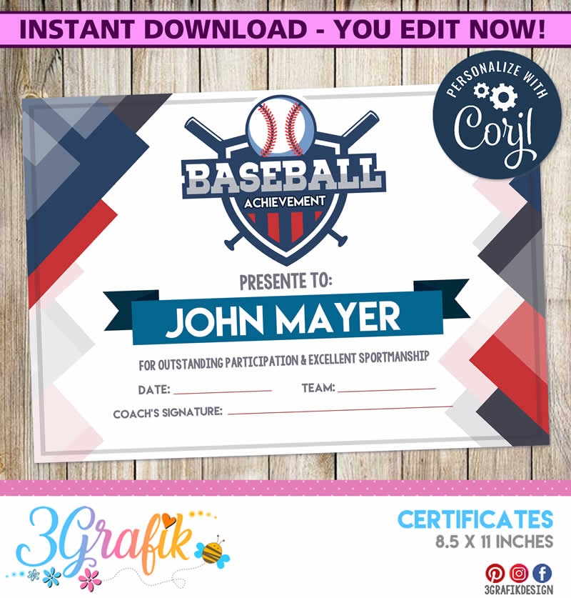  Baseball Certificate Party Supplies 3grafik