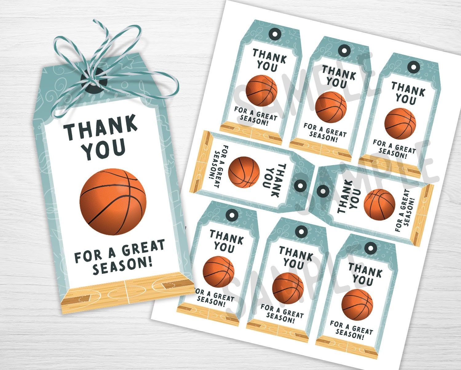 Basketball Thank You For A Great Season Printable Tag Thank You Tag Thank You Gift Tag End Of Season Basketball Tag Printable Tag Etsy