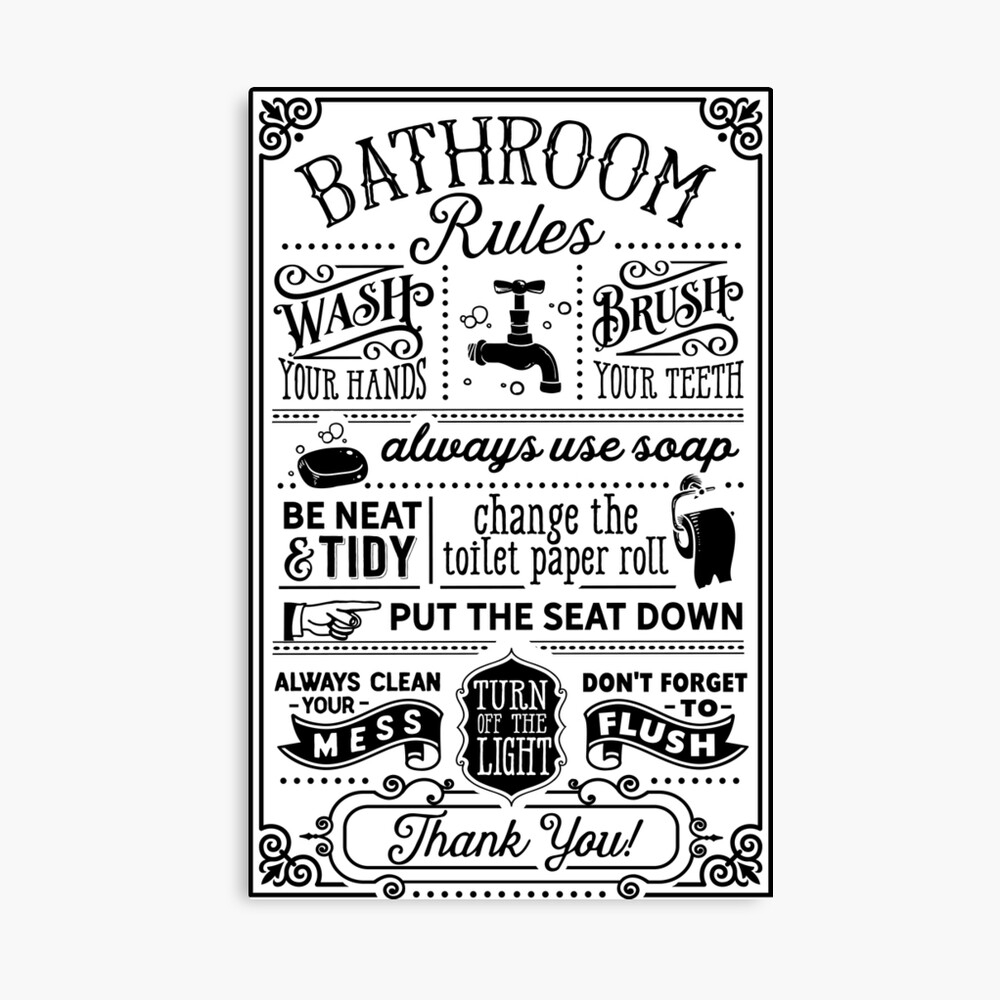 Bathroom Rules Poster For Sale By FiveDucklings Redbubble