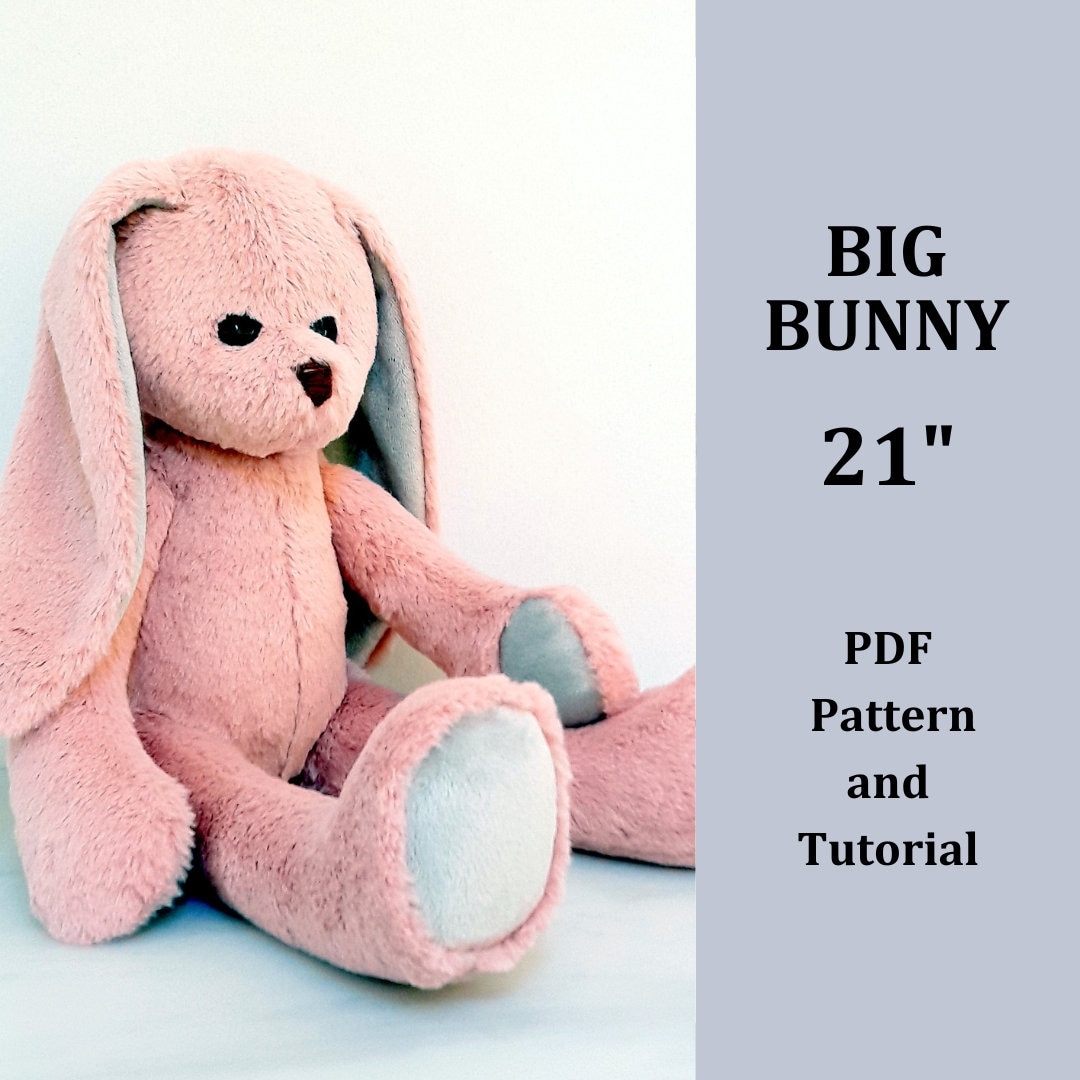 Big Bunny Plushie Pattern Large Rabbit Cuddly Toy Cute Bunny Stuffed Animal Fluffy Rabbit PDF Patterns 21 Inch Etsy