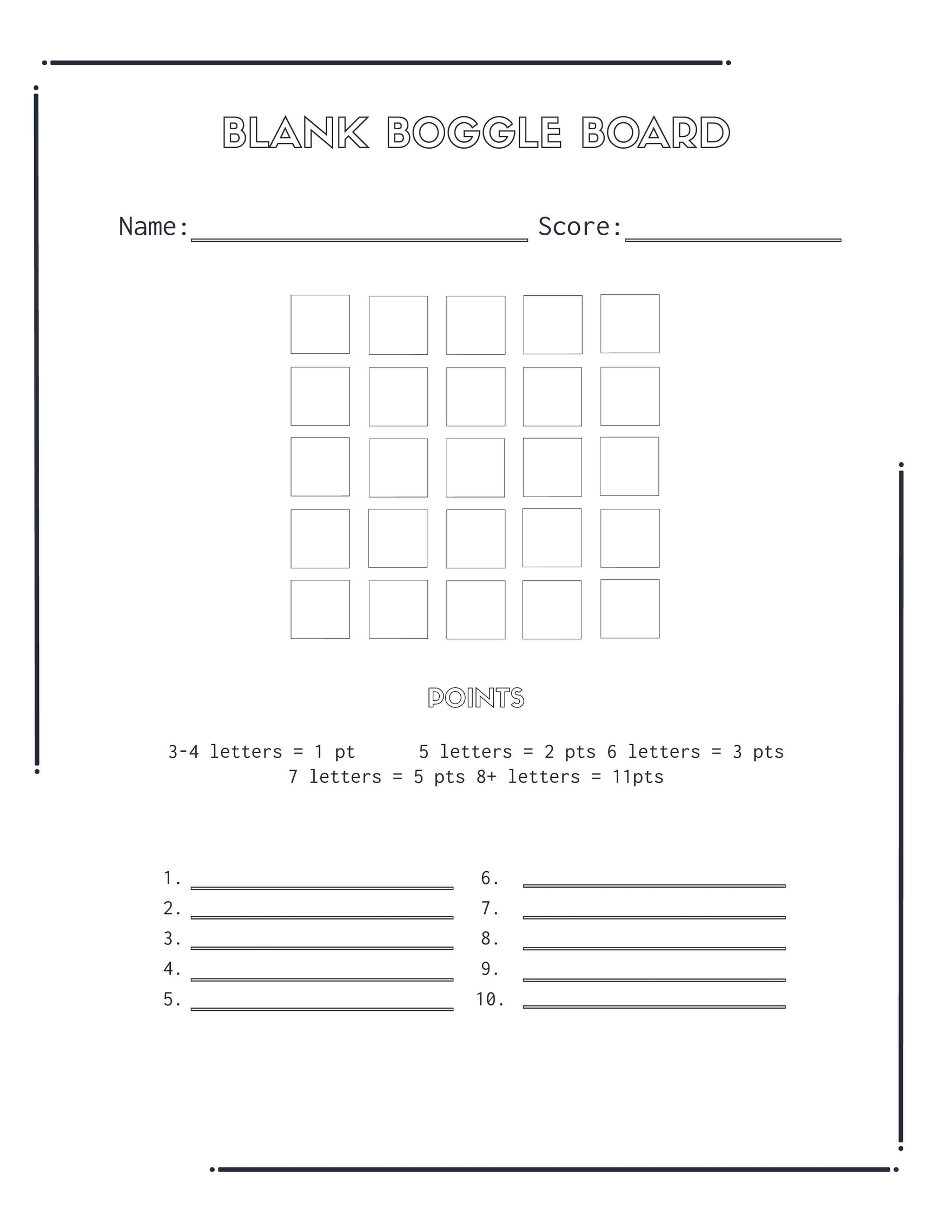 Pdf Free Printable Boggle Worksheets