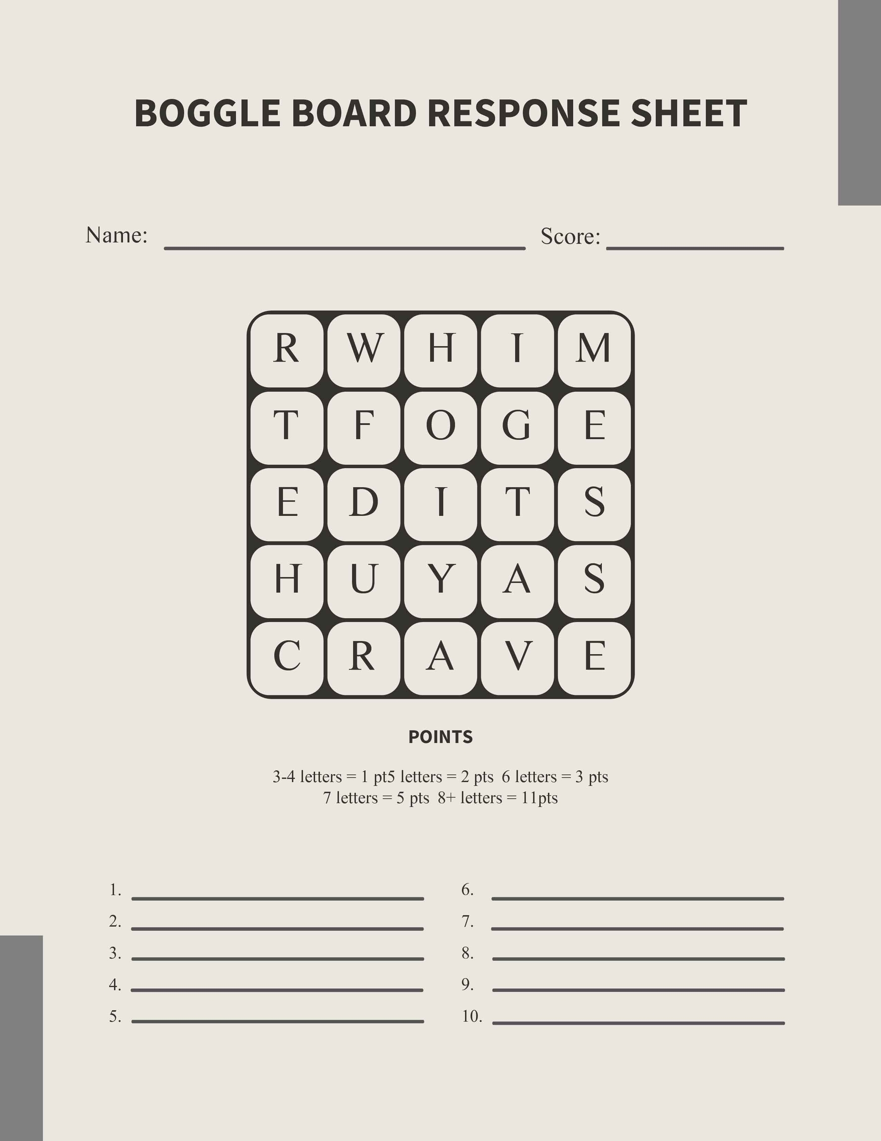 Boggle Board Template In Word Pages PDF Google Docs Download Template