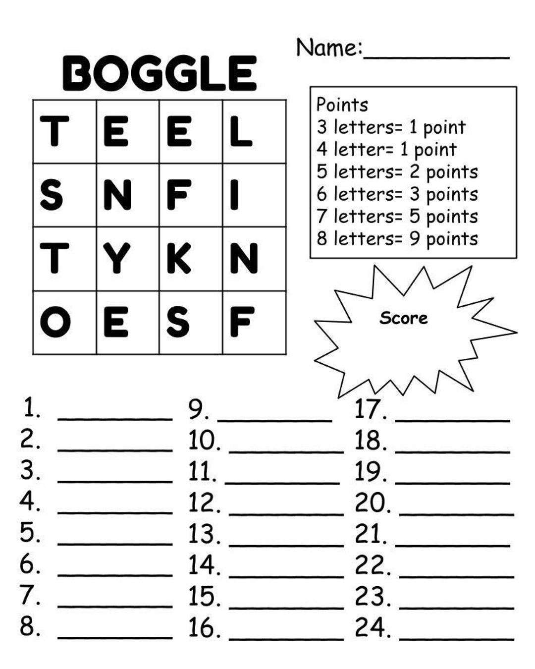 Boggle Pack Of 8 Etsy