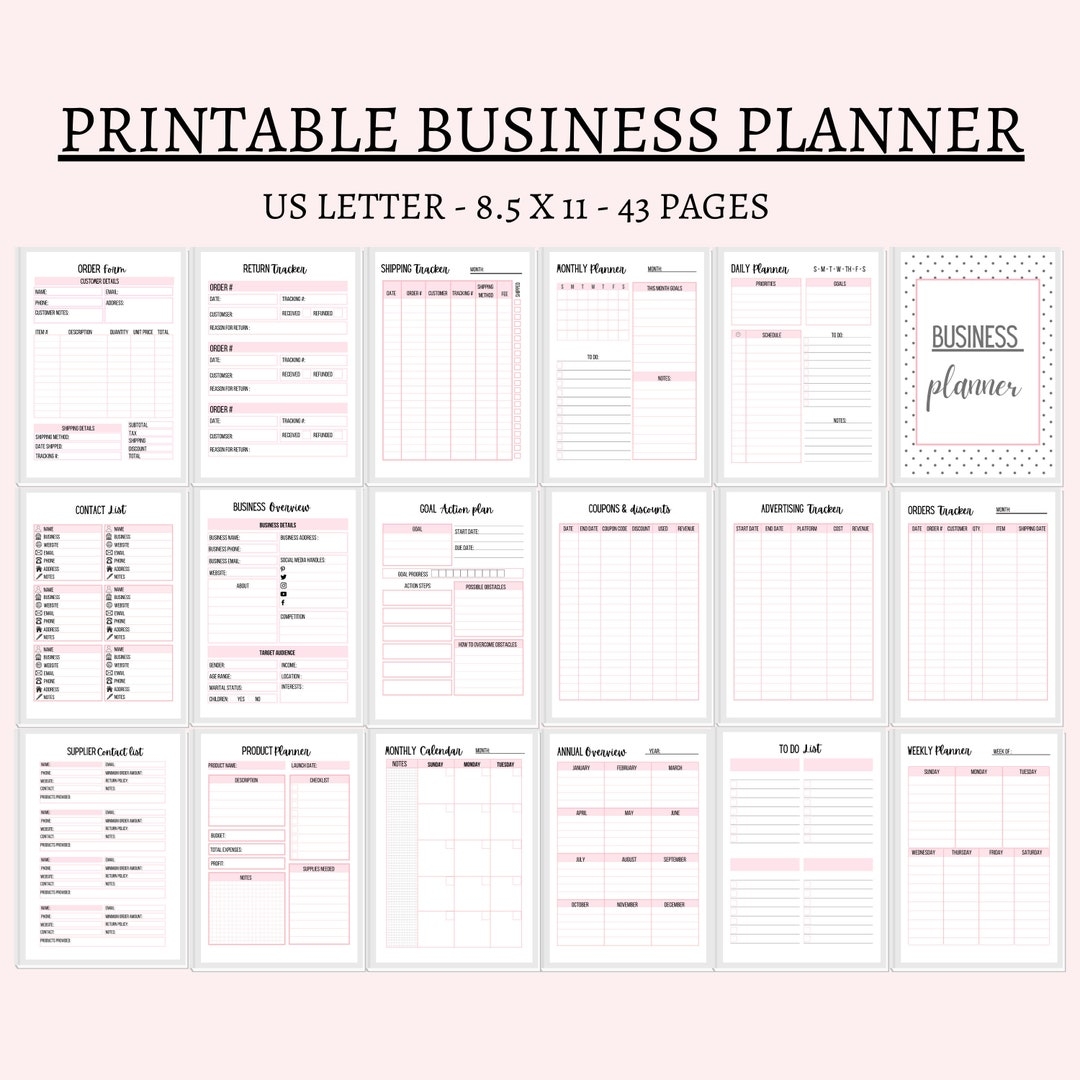 Business Planner Small Business Planner Home Business Organizer Printable Pdf Us Letter 8 5x11 Big Happy Planner Printable Business Inserts Etsy