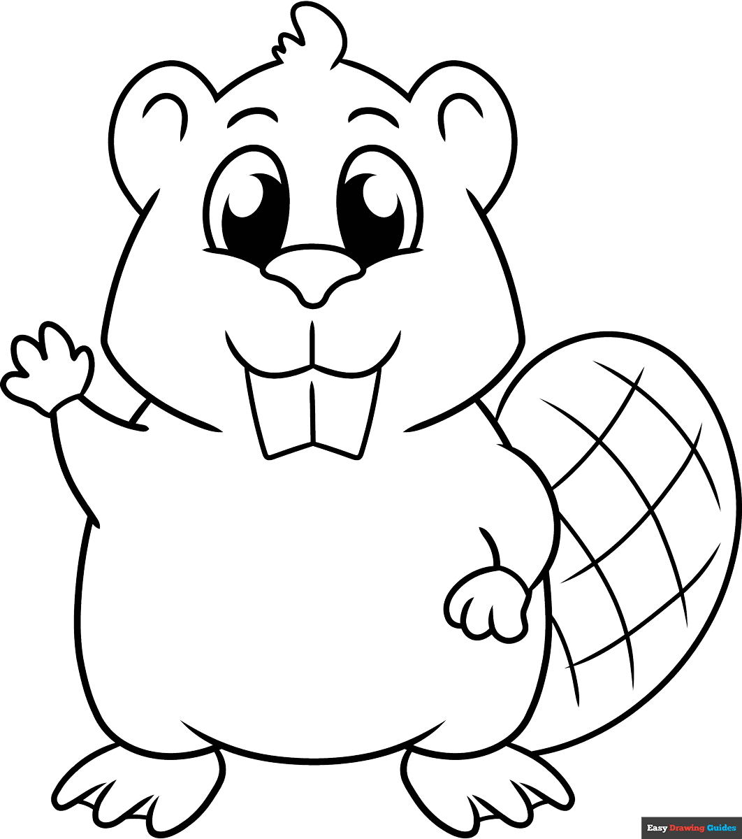 Cartoon Beaver Coloring Page Easy Drawing Guides