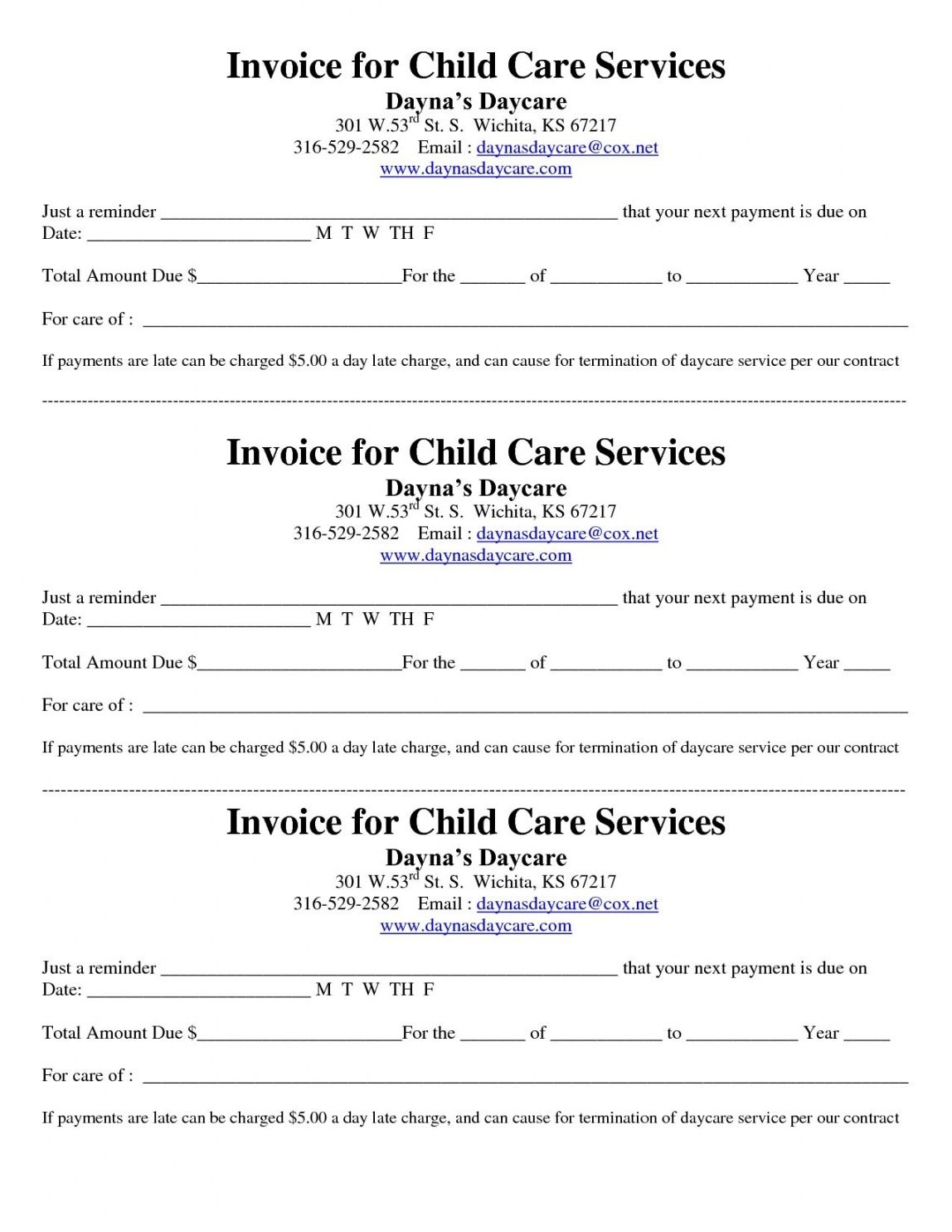Free Printable Babysitting Receipts