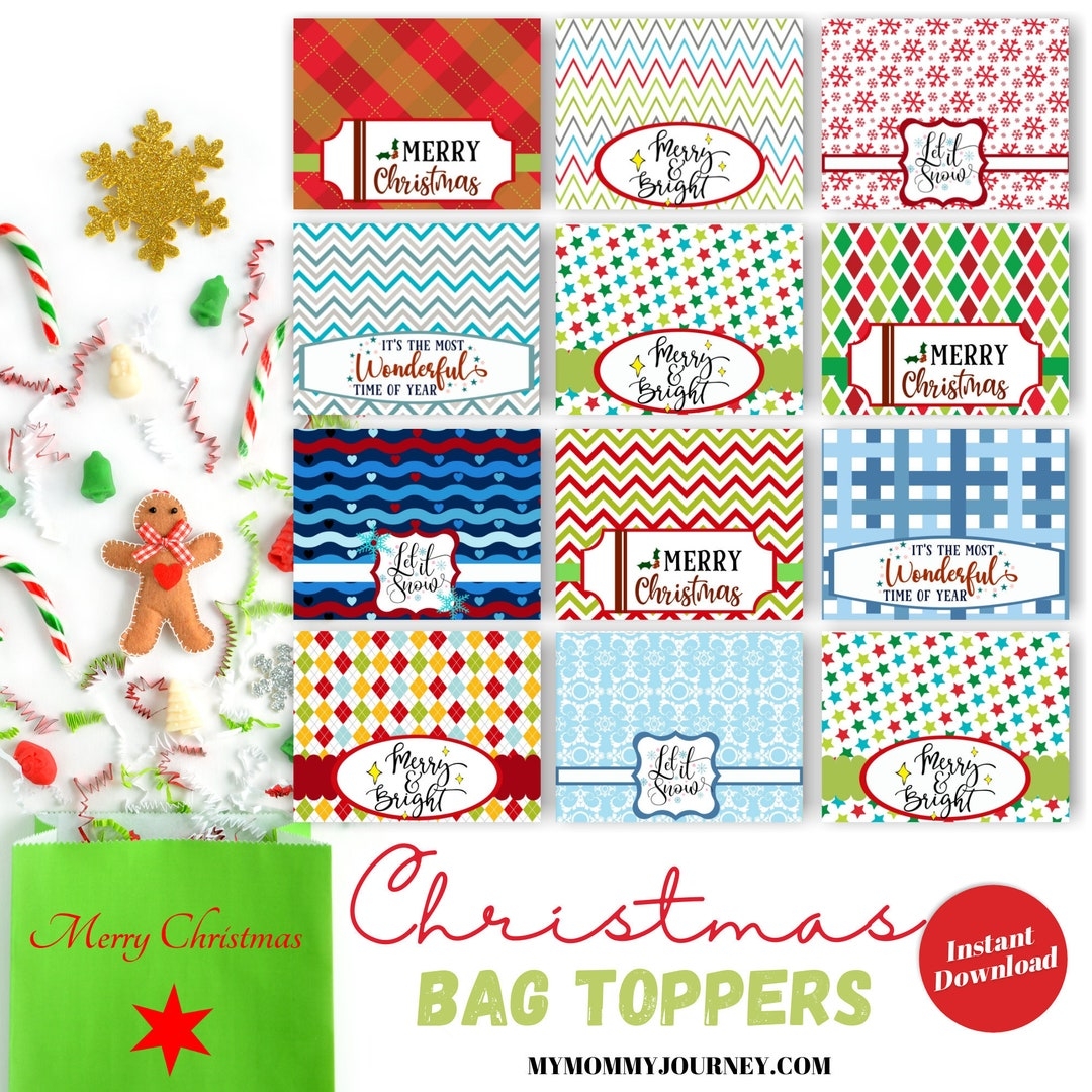 Christmas Bag Toppers Printable Christmas Treat Bag Toppers Christmas Treat Bag Toppers Printable Bag Toppers Signup Christmas Freebies Etsy