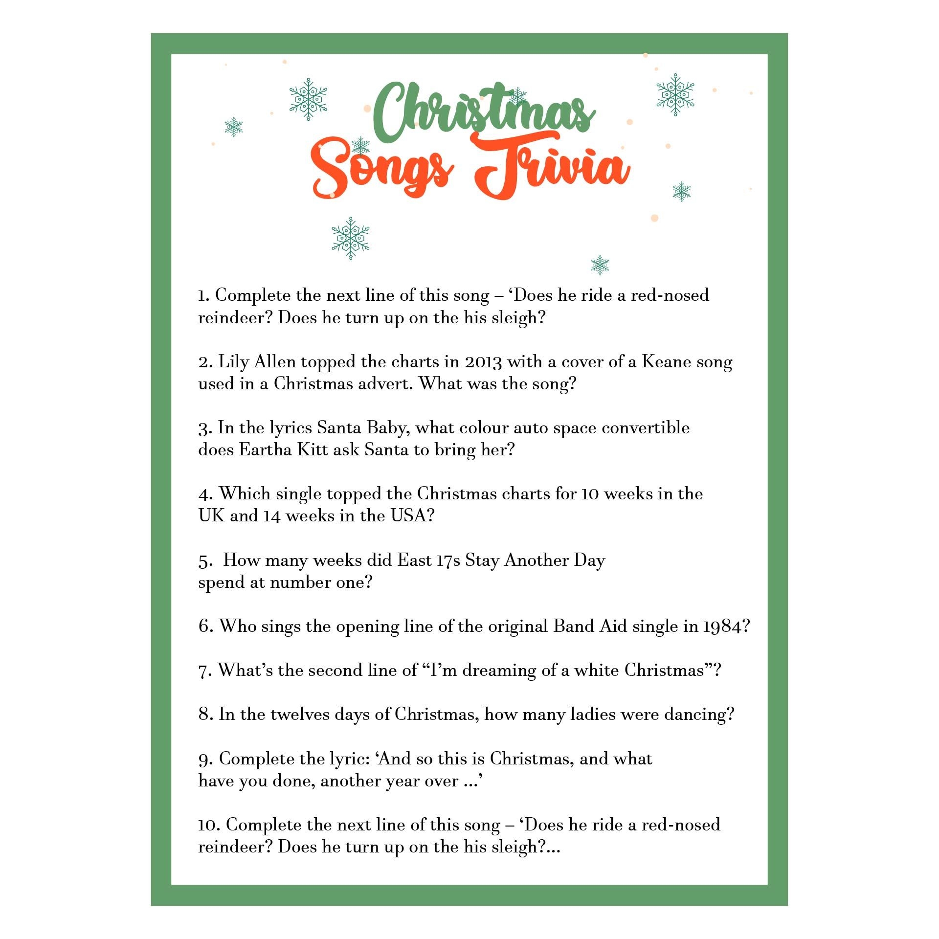 Christmas Carol Trivia 15 Free PDF Printables Printablee