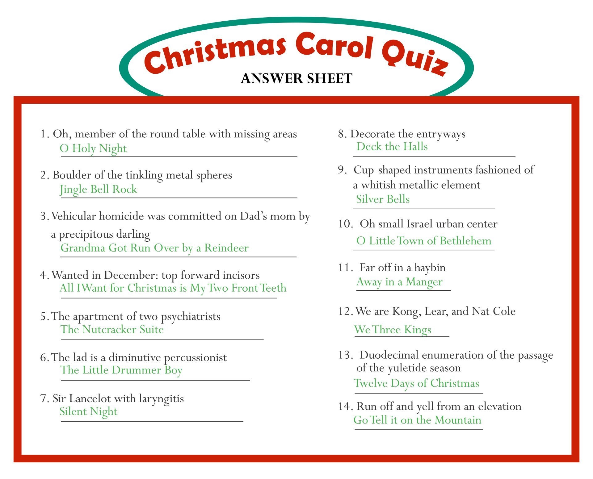 Christmas Carol Trivia 15 Free PDF Printables Printablee