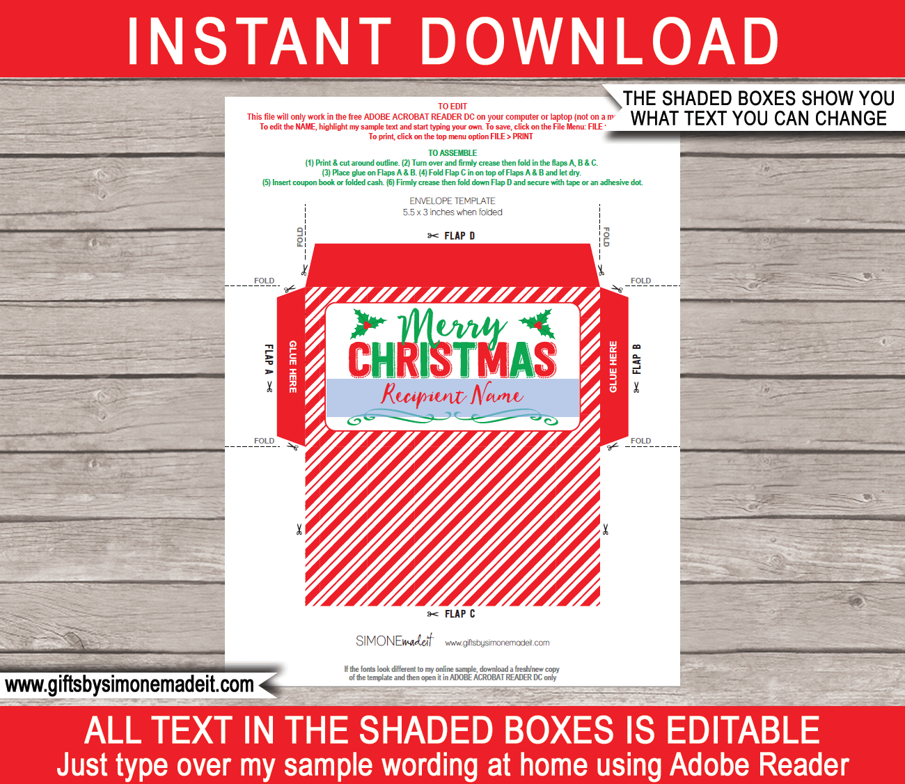 Christmas DIY Coupon Book Template Printable Personalized Vouchers