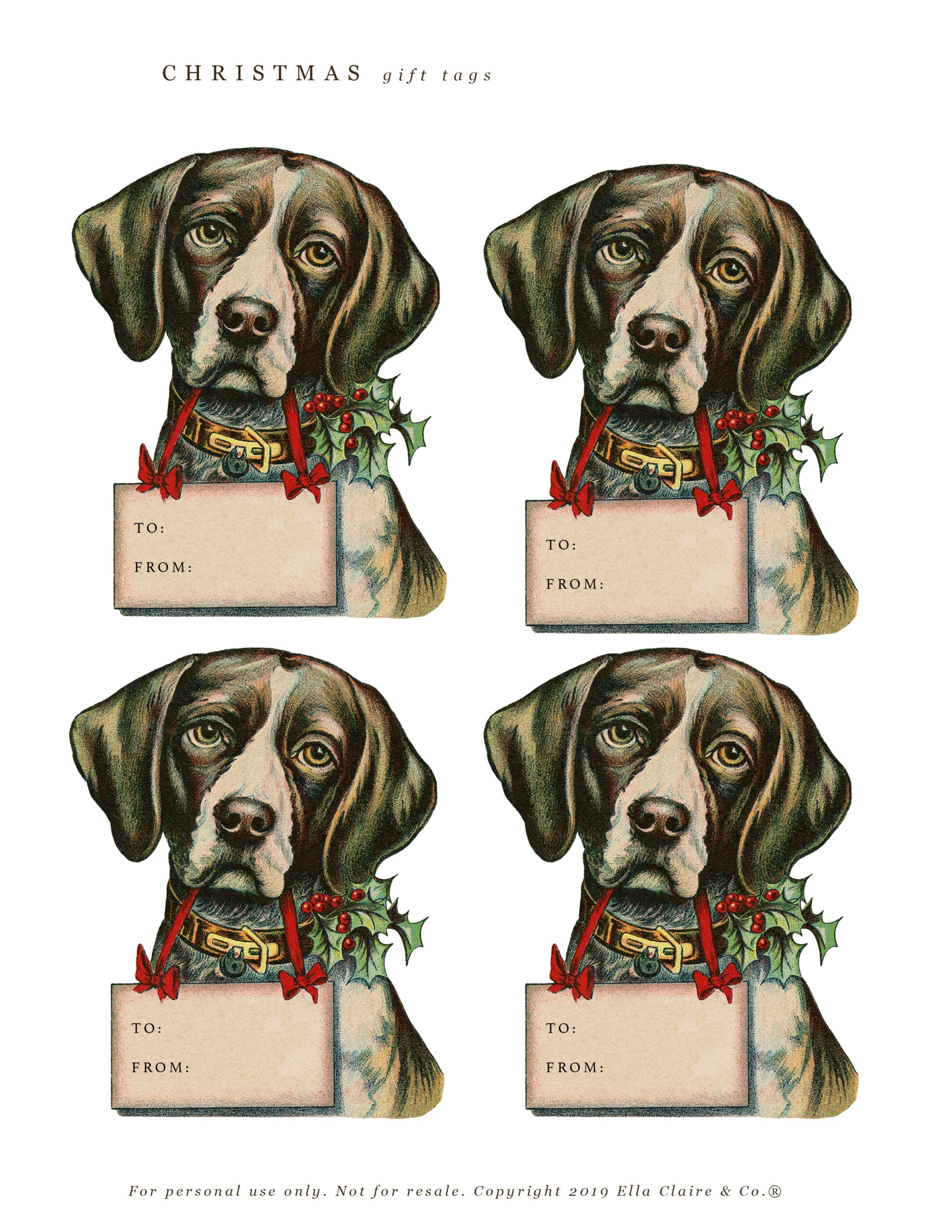 Christmas Dog Gift Tags Free Printable Ella Claire Co 