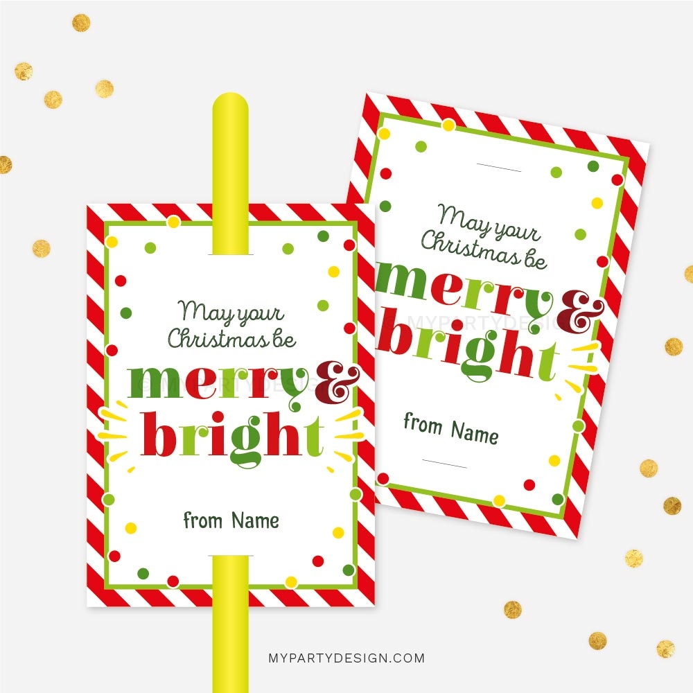 Christmas Glow Stick Tags Printable PDF My Party Design