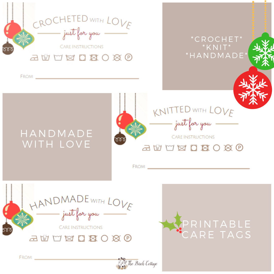 Christmas Handmade With Love Care Tags The Birch Cottage