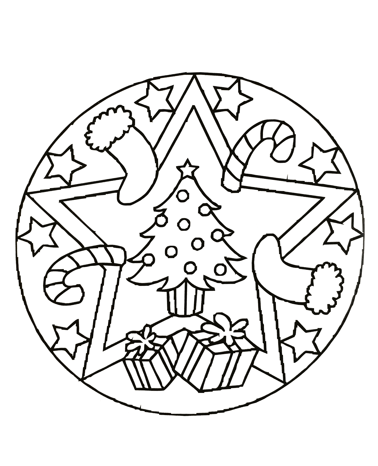 Christmas Mandala With Tree And Gifts Zen Anti stress Mandalas