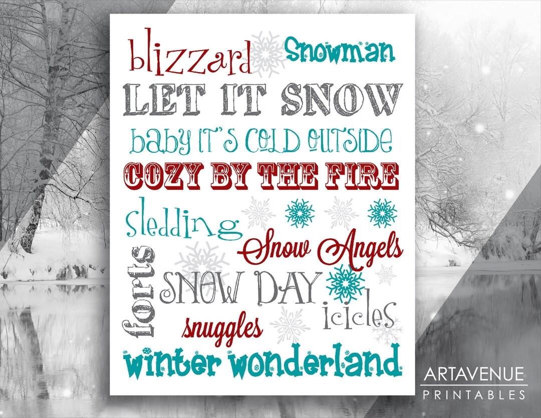 Christmas Printables WINTER MESSAGES Sign Christmas Downloads Winter Quotes Printable Winter Wonderland Print Art CR2 Etsy