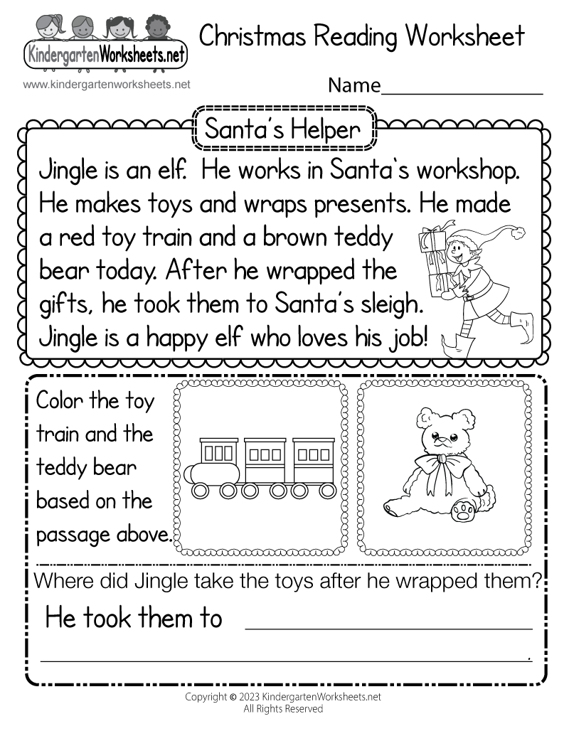 Christmas Reading Worksheet Free Printable Digital PDF