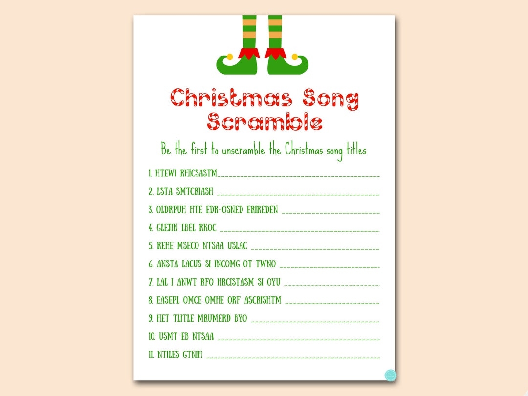 Christmas Songs Scramble Game Rustic Christmas Family Game Christmas Party Games Holiday Party Printable Games Instant Download TLC659 Etsy