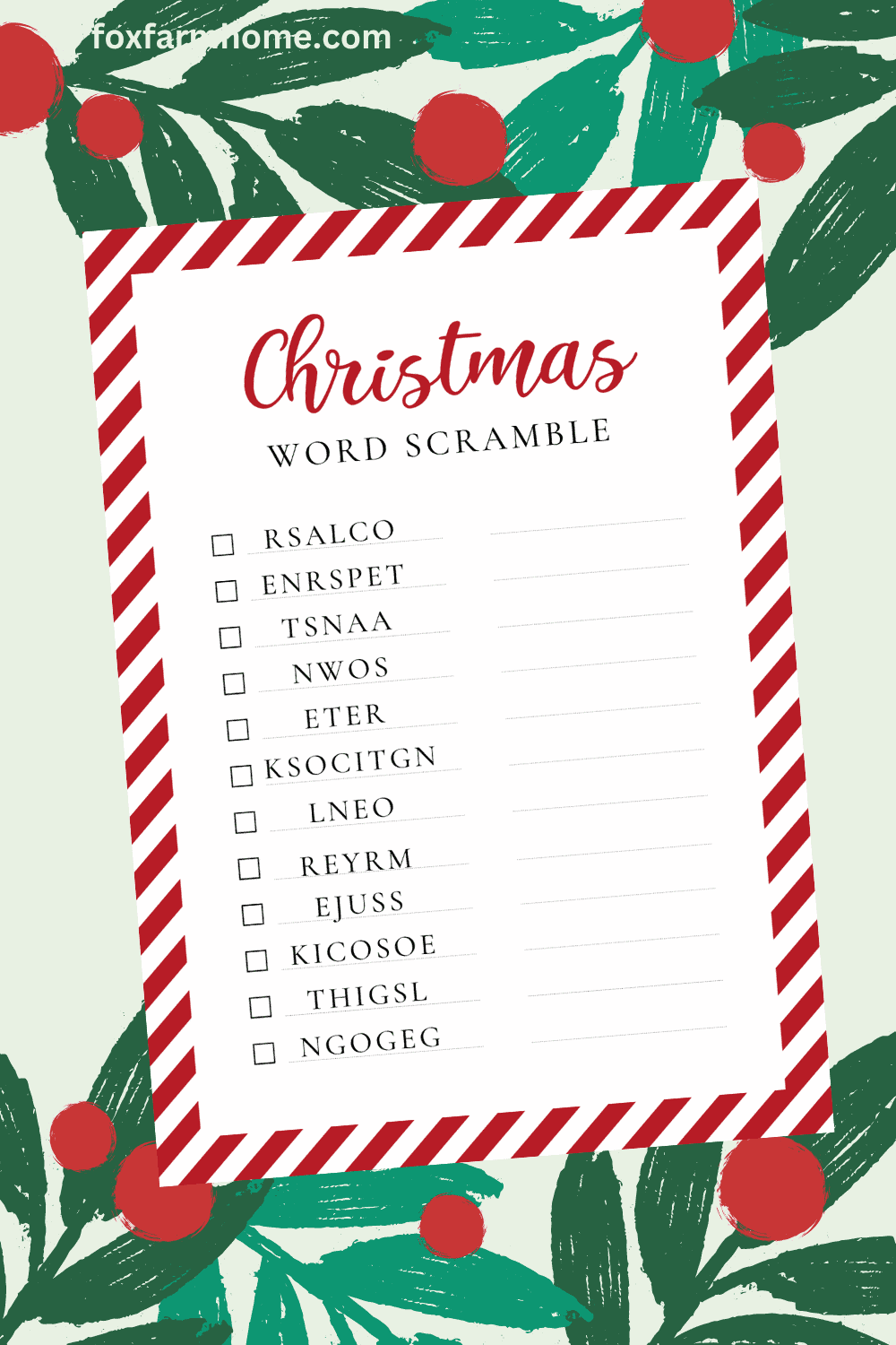 Free Printable Christmas Word Scramble