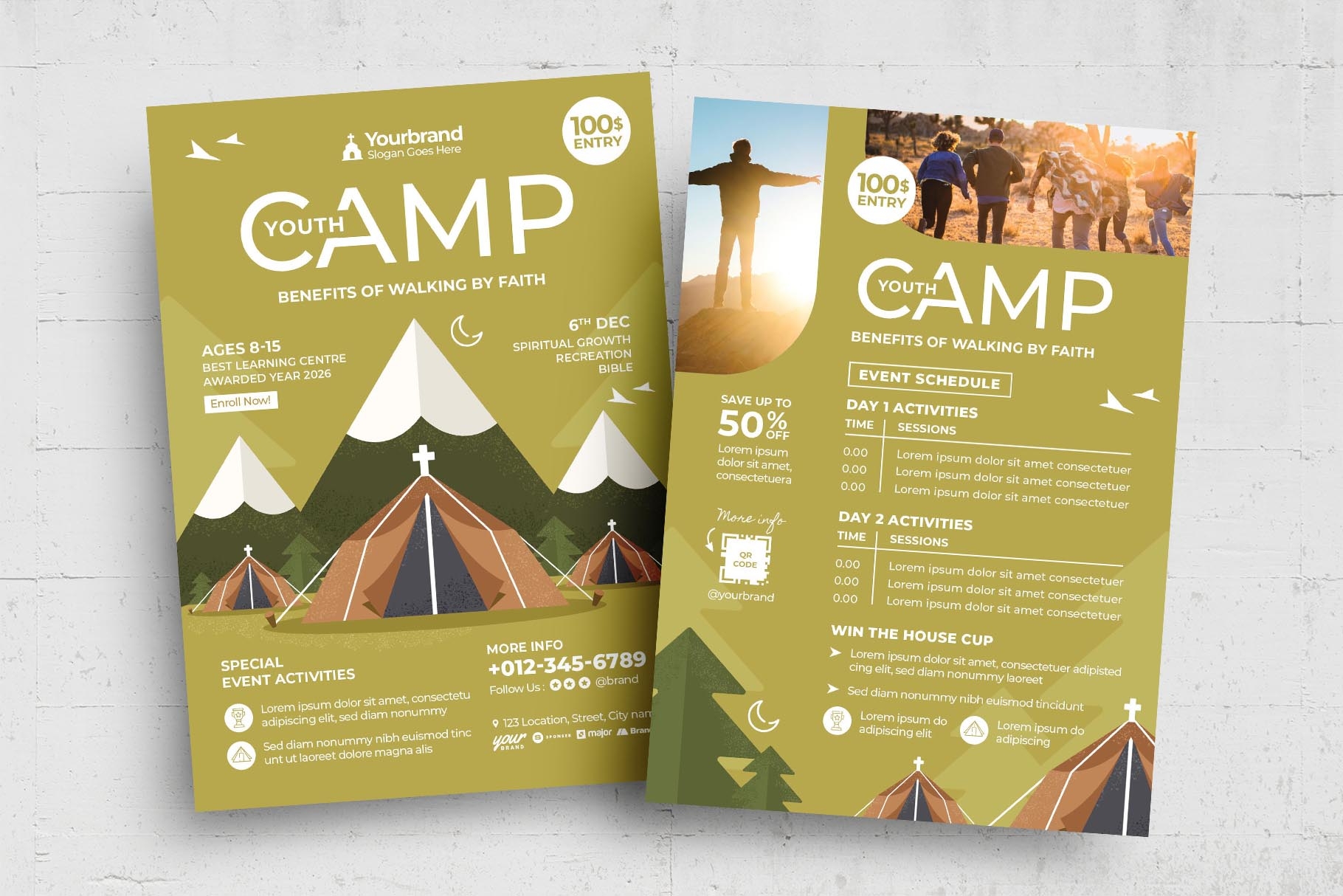Church Youth Summer Camp Flyer Template PSD AI Vector 