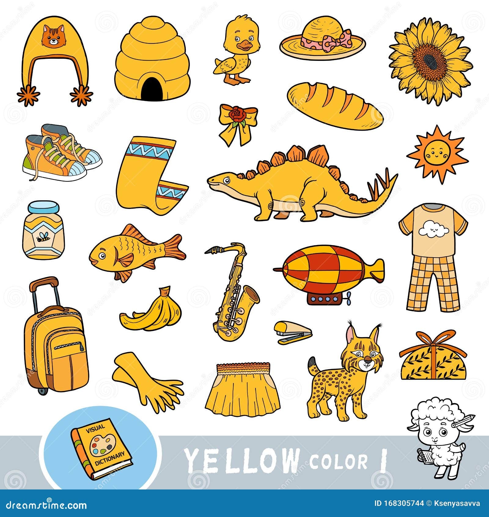 Colorful Set Of Yellow Color Objects Visual Dictionary For Children About The Basic Colors Stock Vector Illustration Of Children Page 168305744