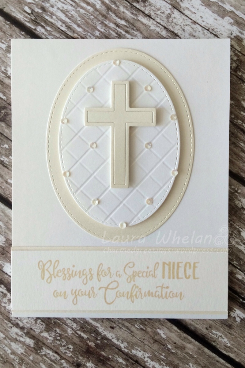 Confirmation Card Using Scoring Technique To Create Diamond Pattern Background Charmed Greetings