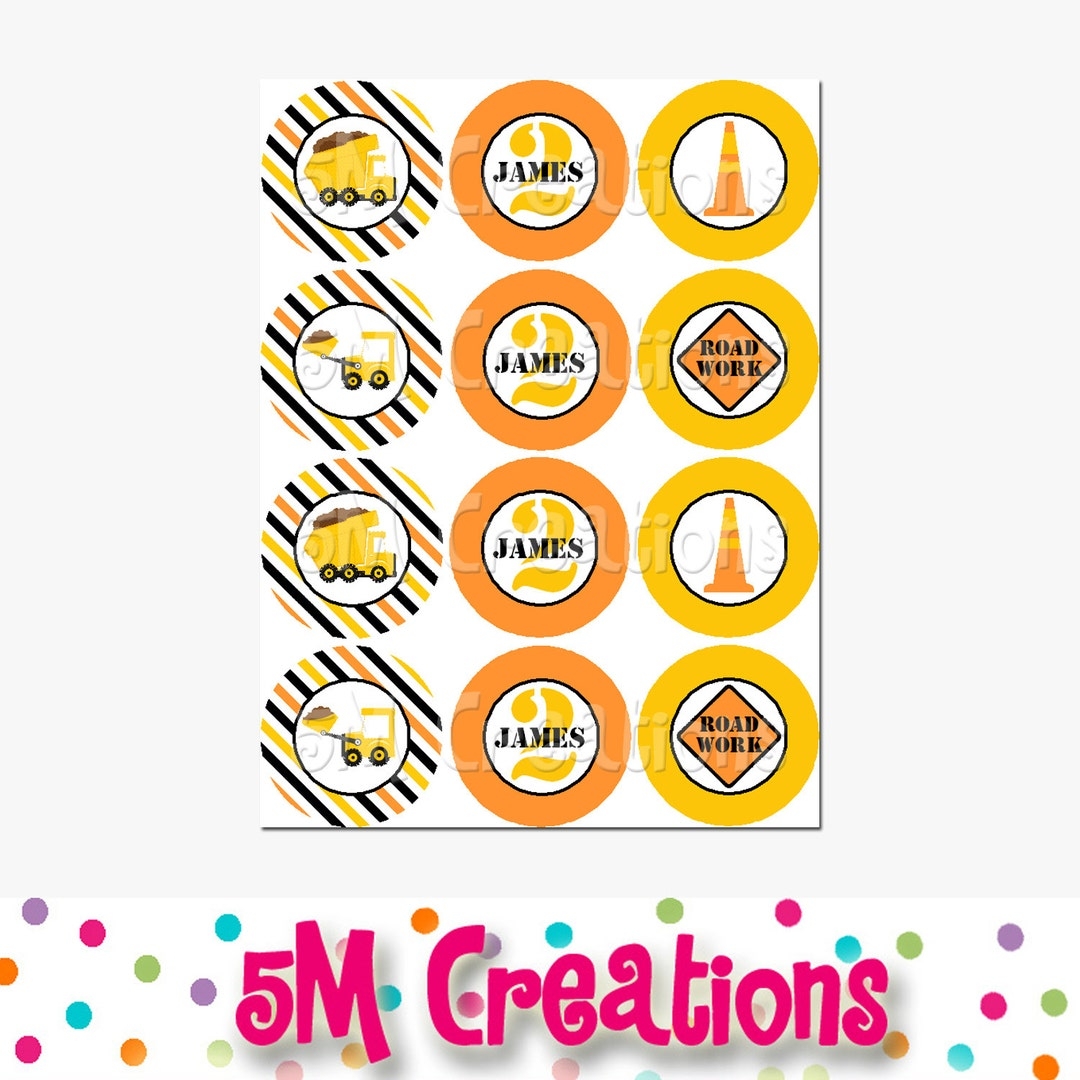 Construction Cupcake Toppers Construction Party Printables Construction Birthday Party Dump Truck Excavator Cupcake Toppers Digital Etsy