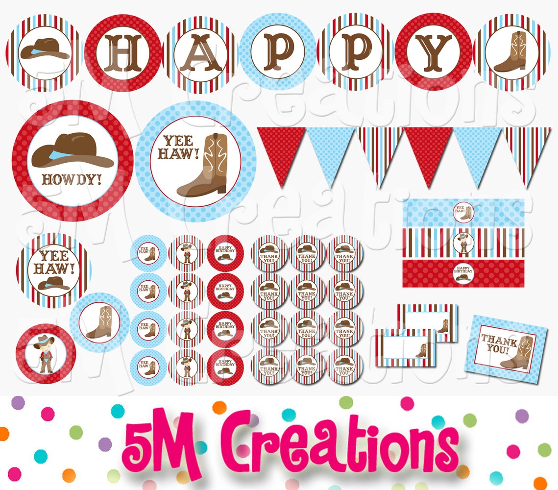 Free Printable Cowboy Cupcake Toppers