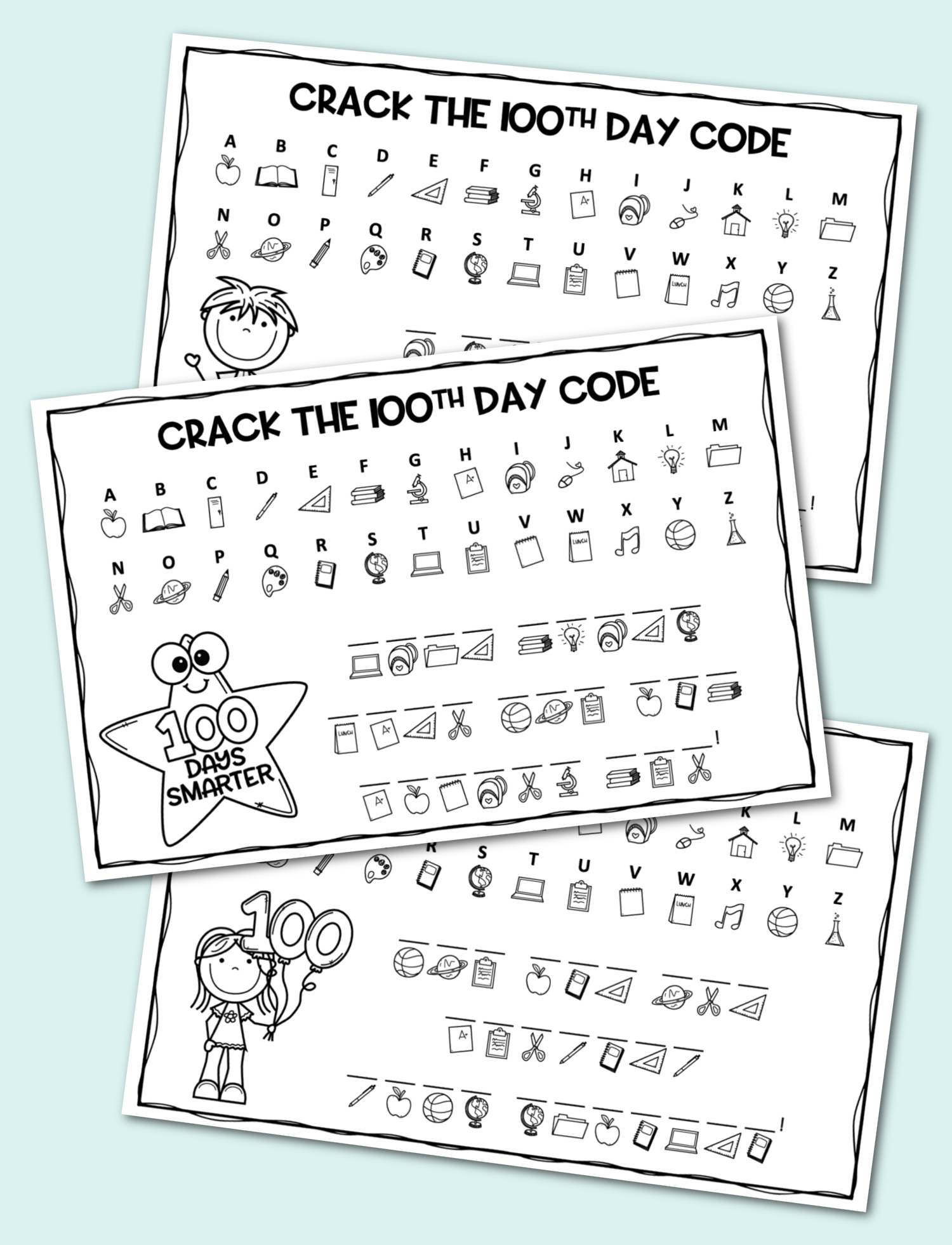 Crack The Code 100 Days Of School Activity