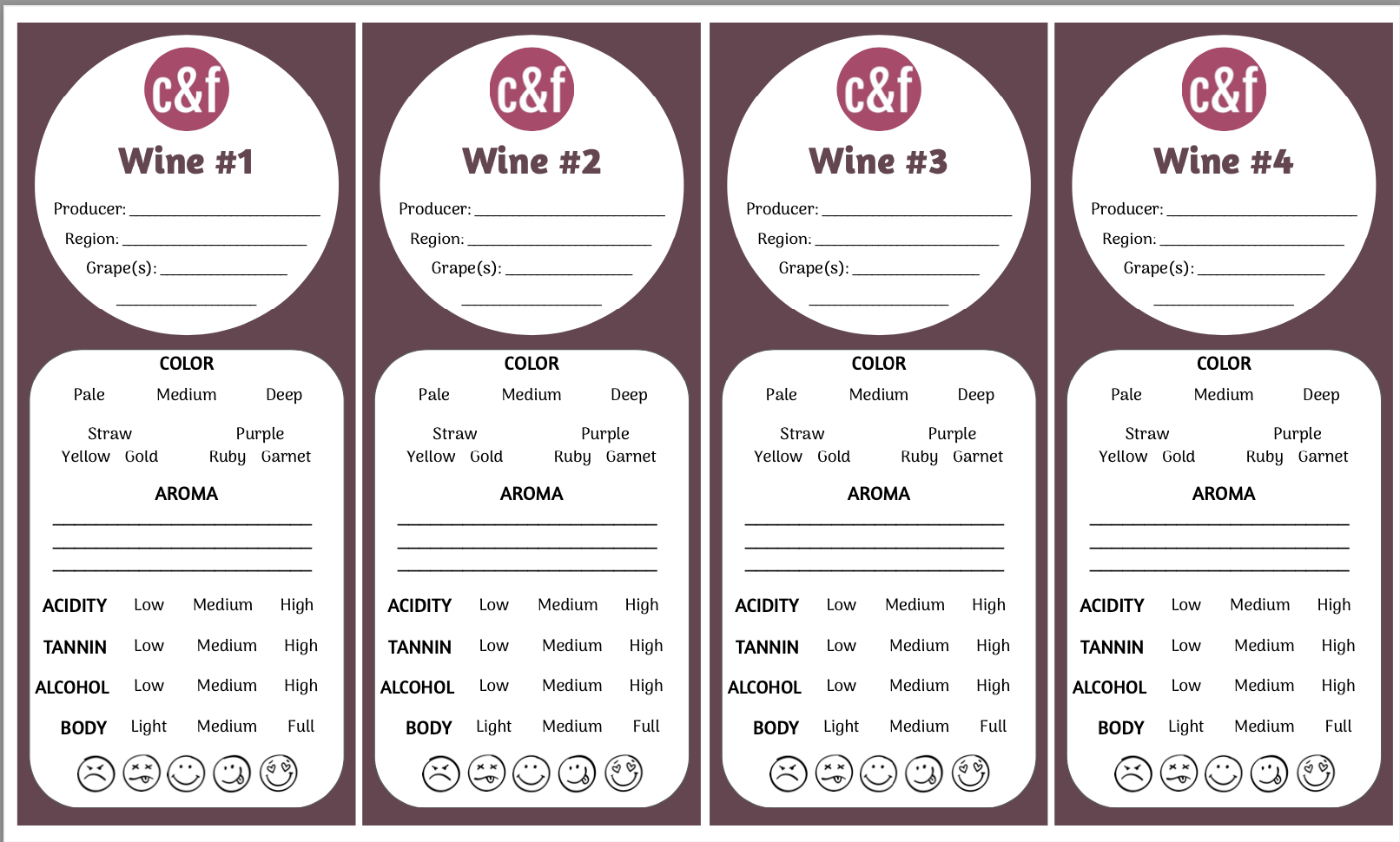 Custom Wine Tasting Placemat