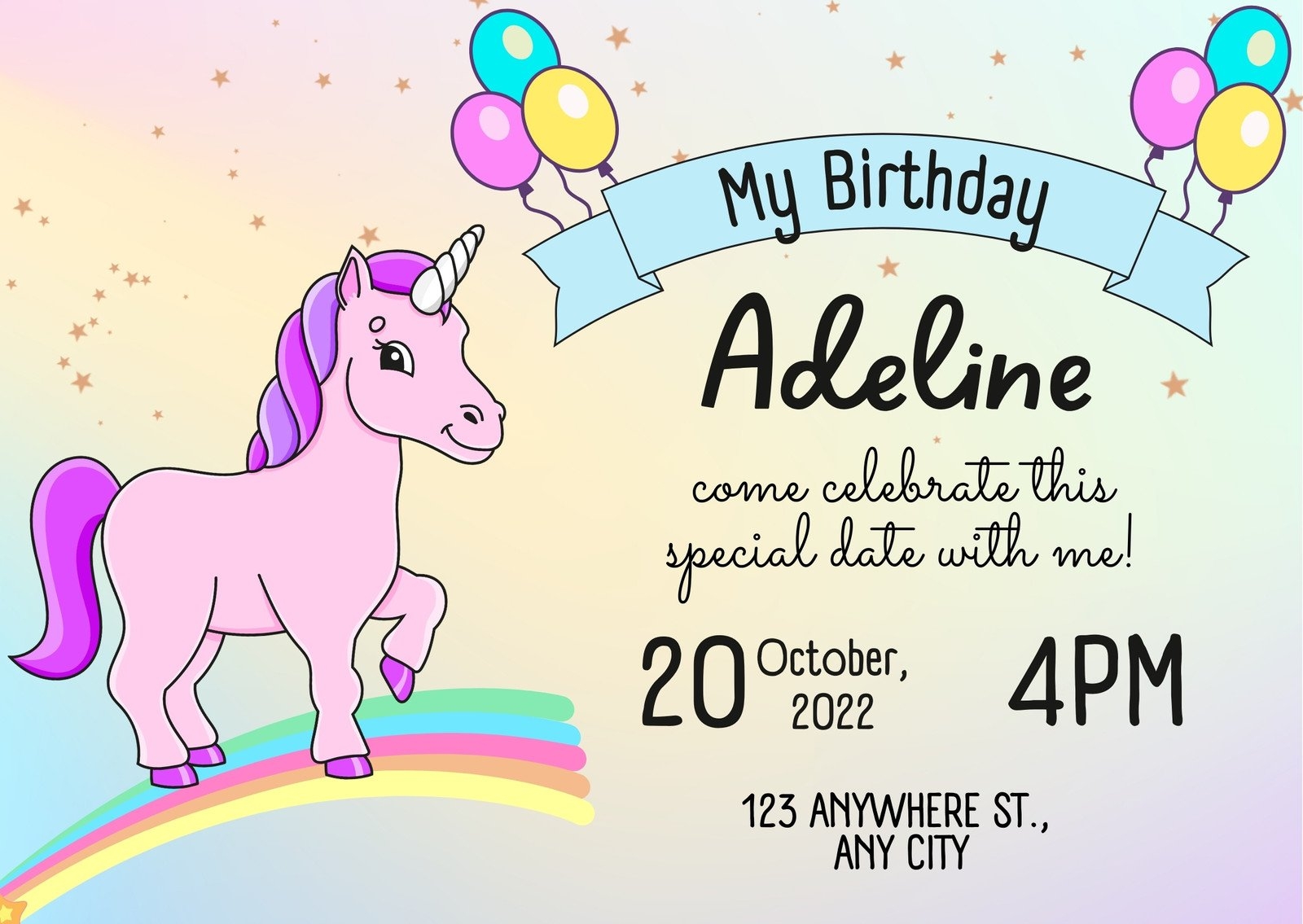 Free Printable Unicorn Birthday Cards