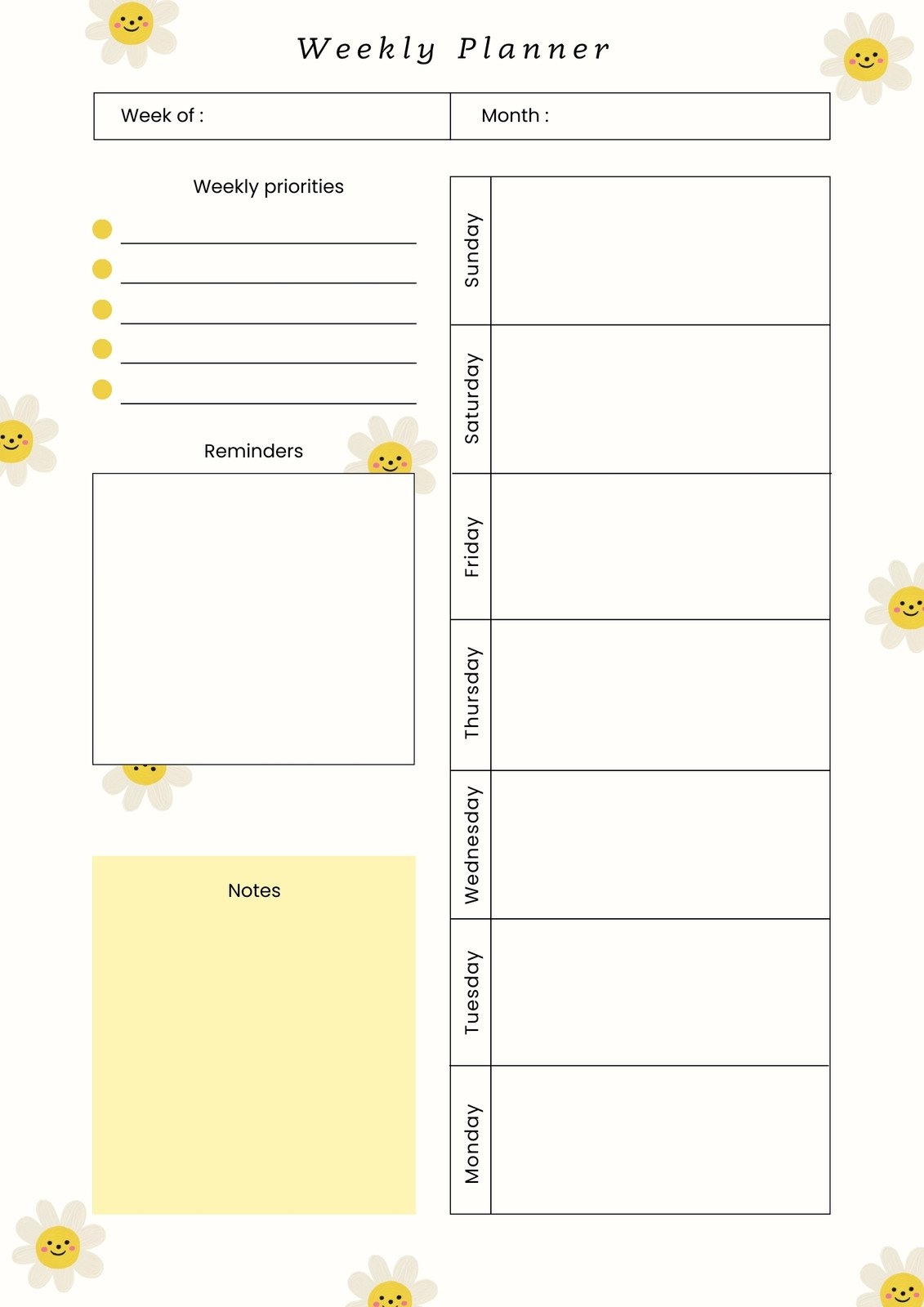 Free Printable Weekly School Planner
