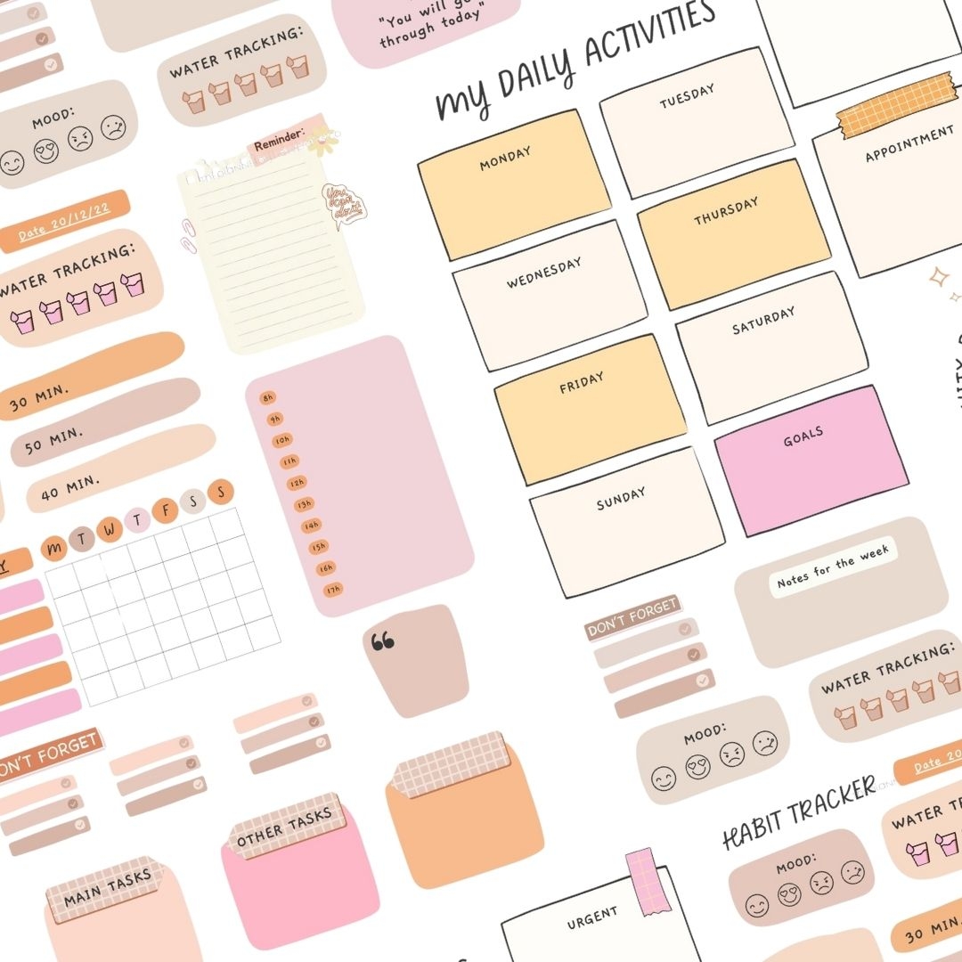 Cute Pastel Pink Printable Planner Stickers Howcrafts co