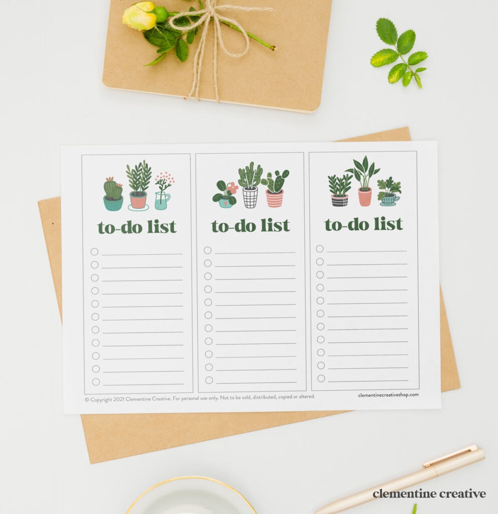Cute Printable To Do List Free PDF With Lovely Plants Design Clementine Creative