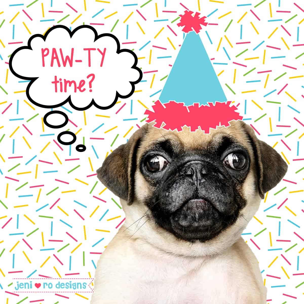 Cute Pugs Printable Birthday Set New Theme Available 