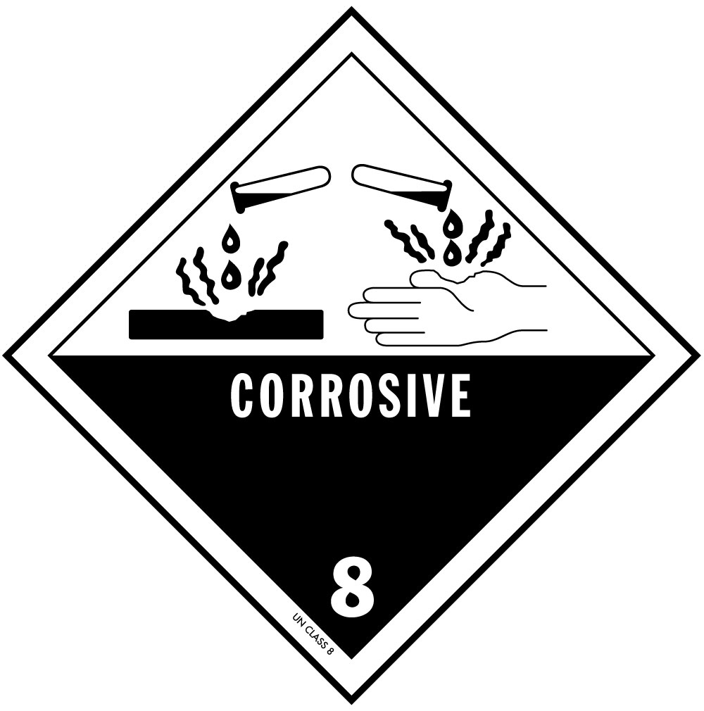 D O T Corrosive Label For Hazardous Materials Class 8