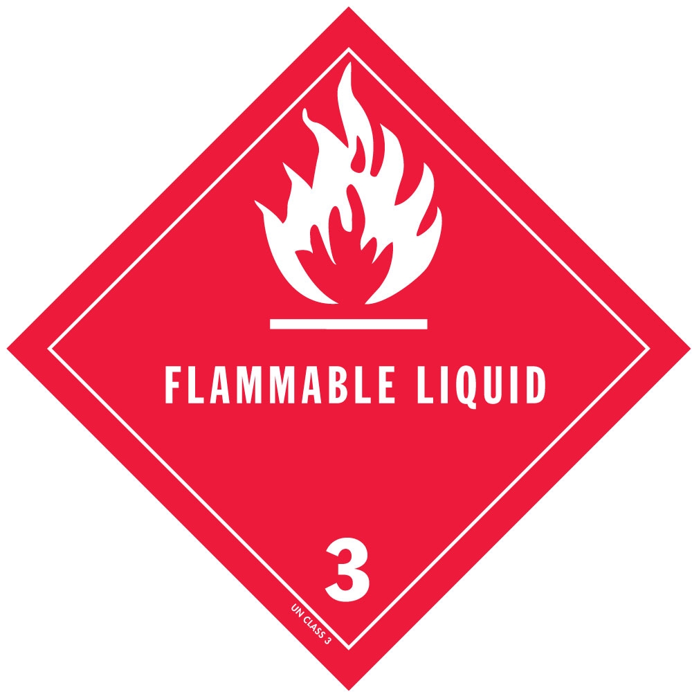 D O T Flammable Liquid Label For Hazardous Materials Class 3