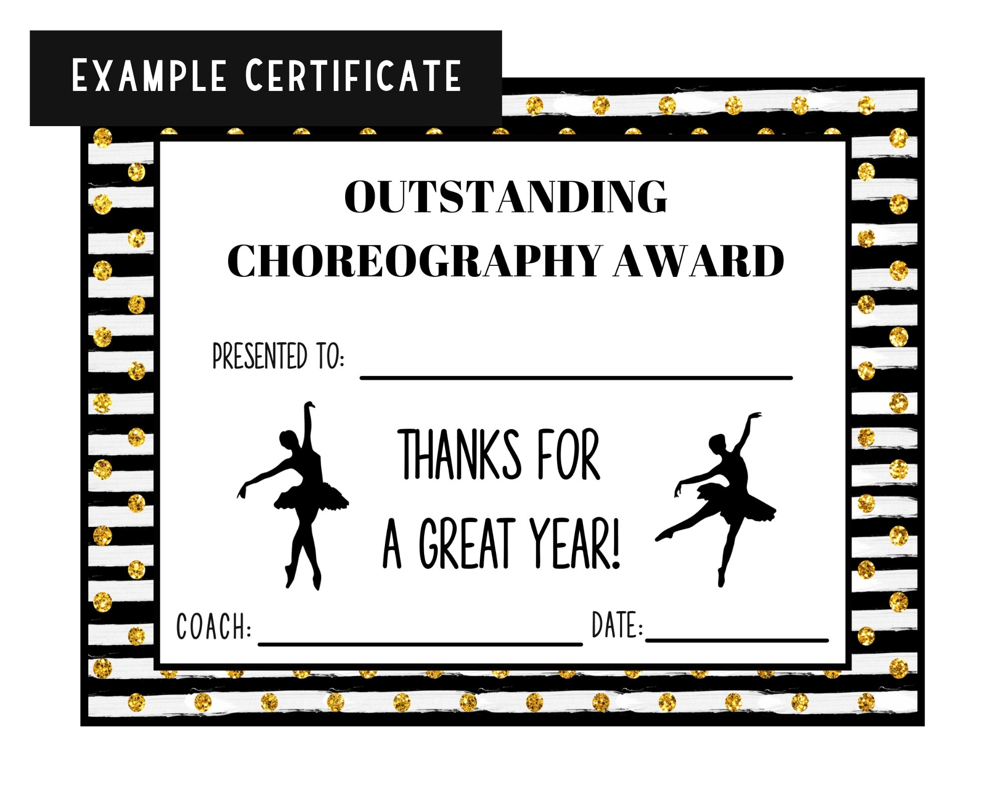 Dance Award Certificates End Of Season Dance Team Certificates Etsy