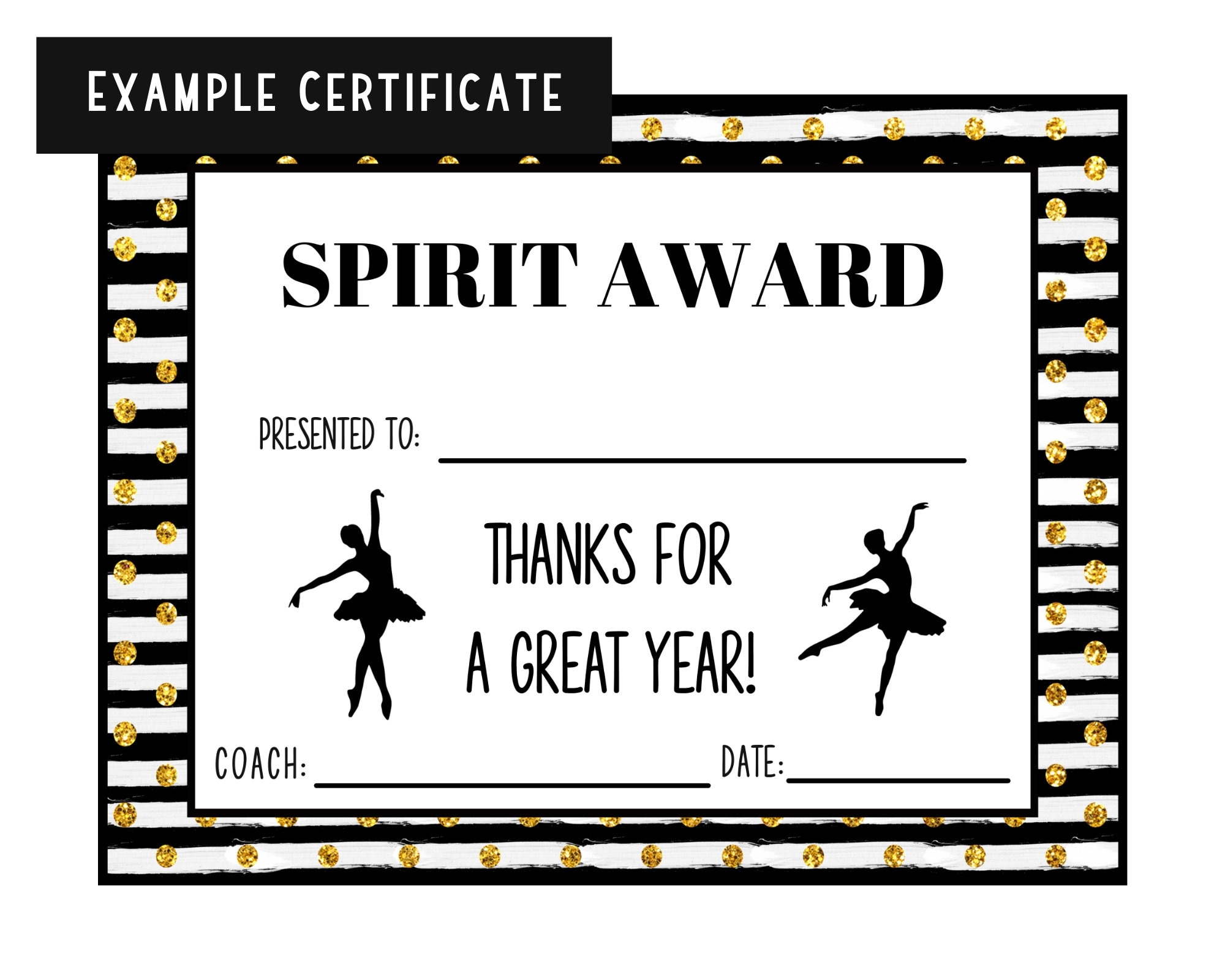 Dance Award Certificates End Of Season Dance Team Certificates Etsy