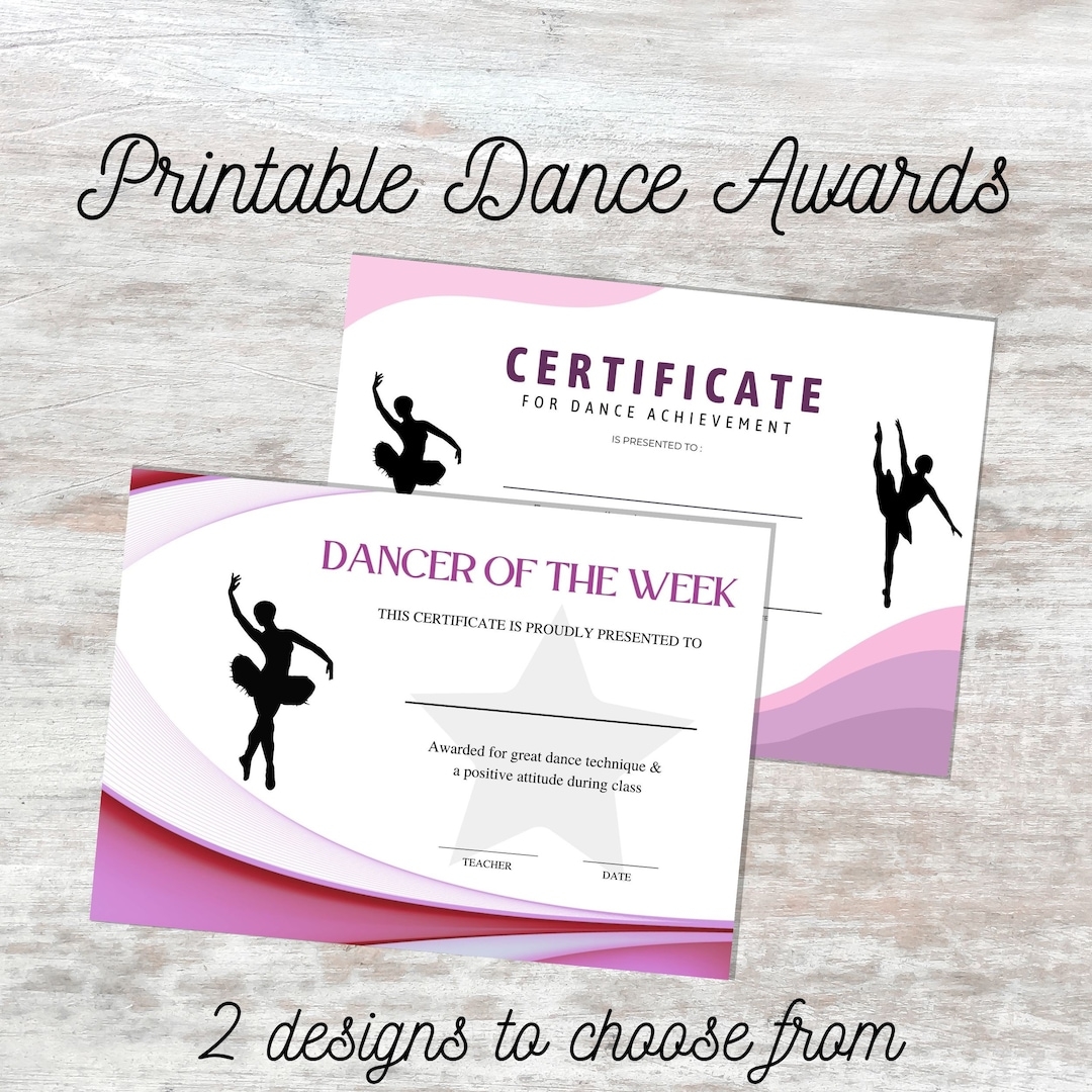 Dance Award Printable Dancer Certificate Dancer Of The Week Merit Award Printable Certificate Ballet Etsy